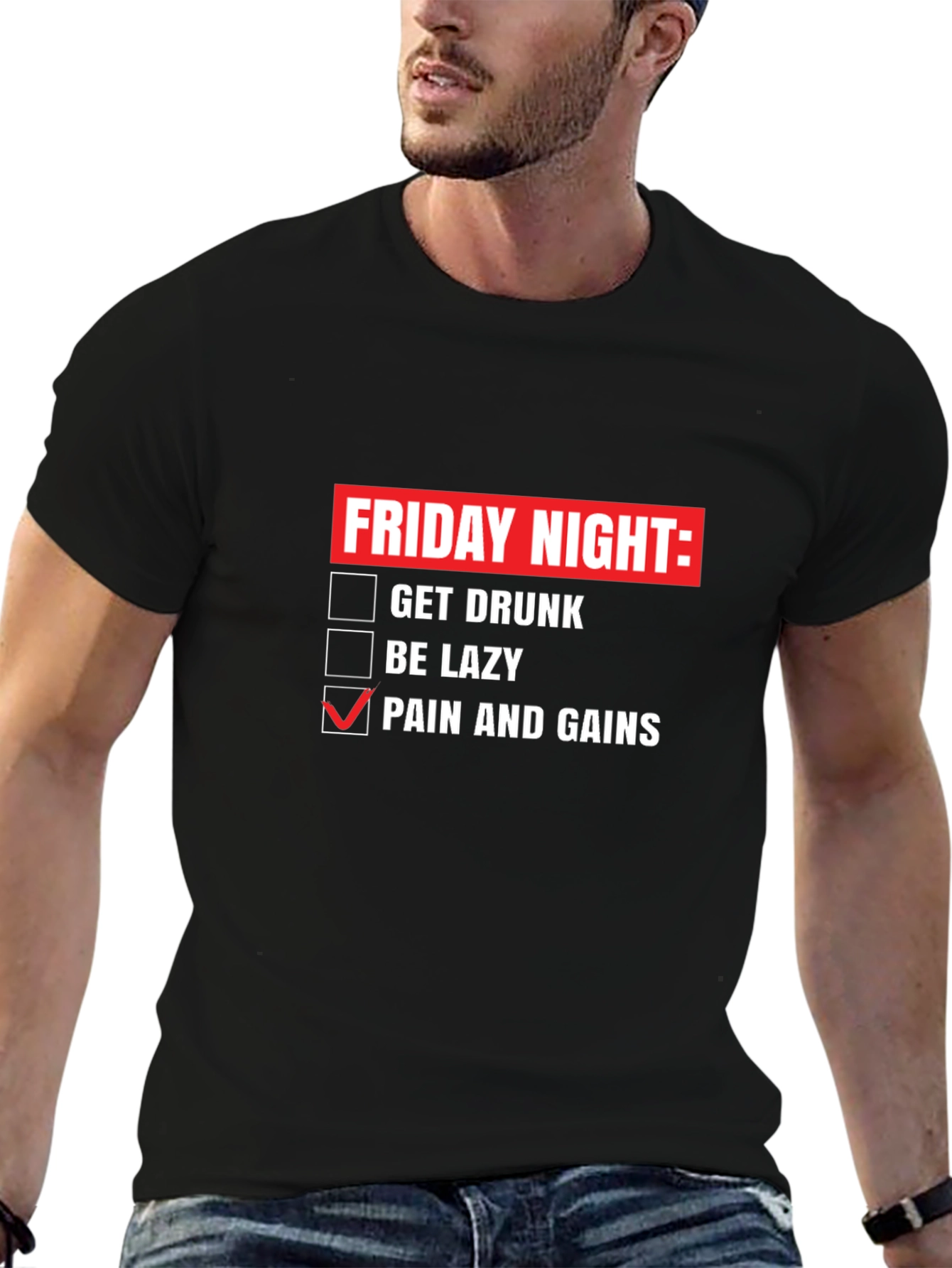 Camiseta Negra: Viernes Noche - ¡Dolor y Ganancias!