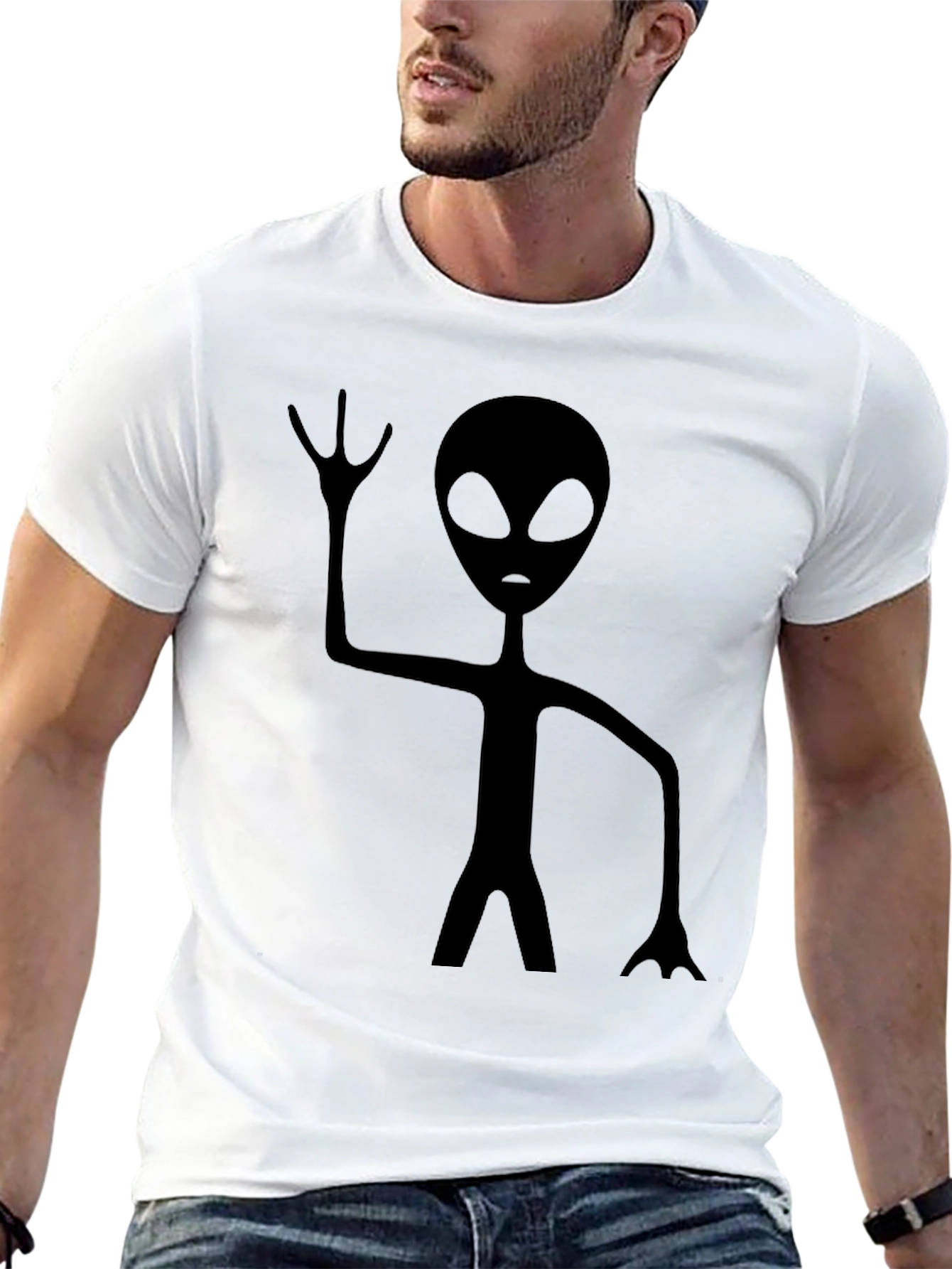 Camiseta Negra con Diseño Alienígena