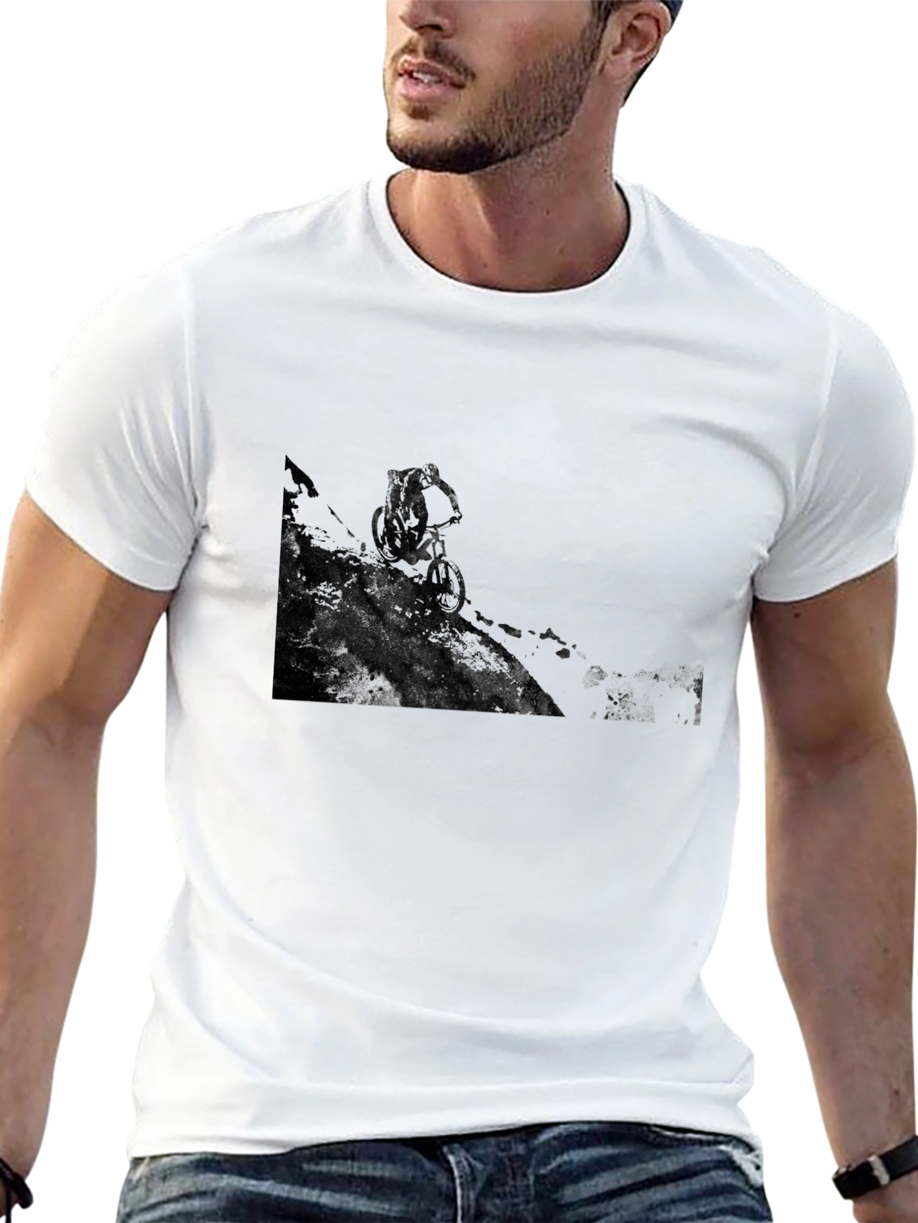 Camiseta Negra Estampada Hombre Casual