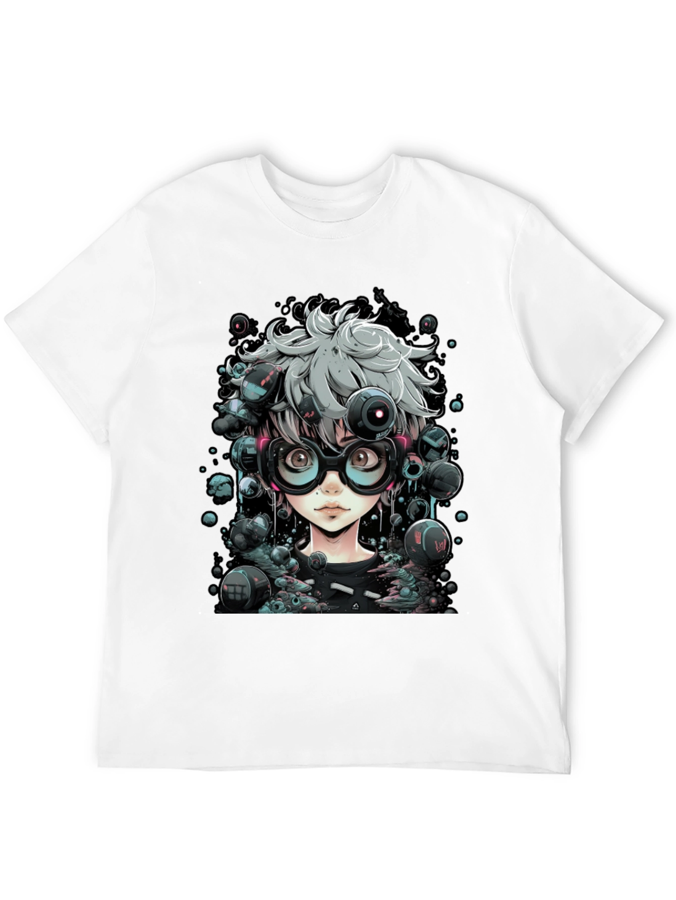 Camiseta Negra con Diseño Anime Futurista