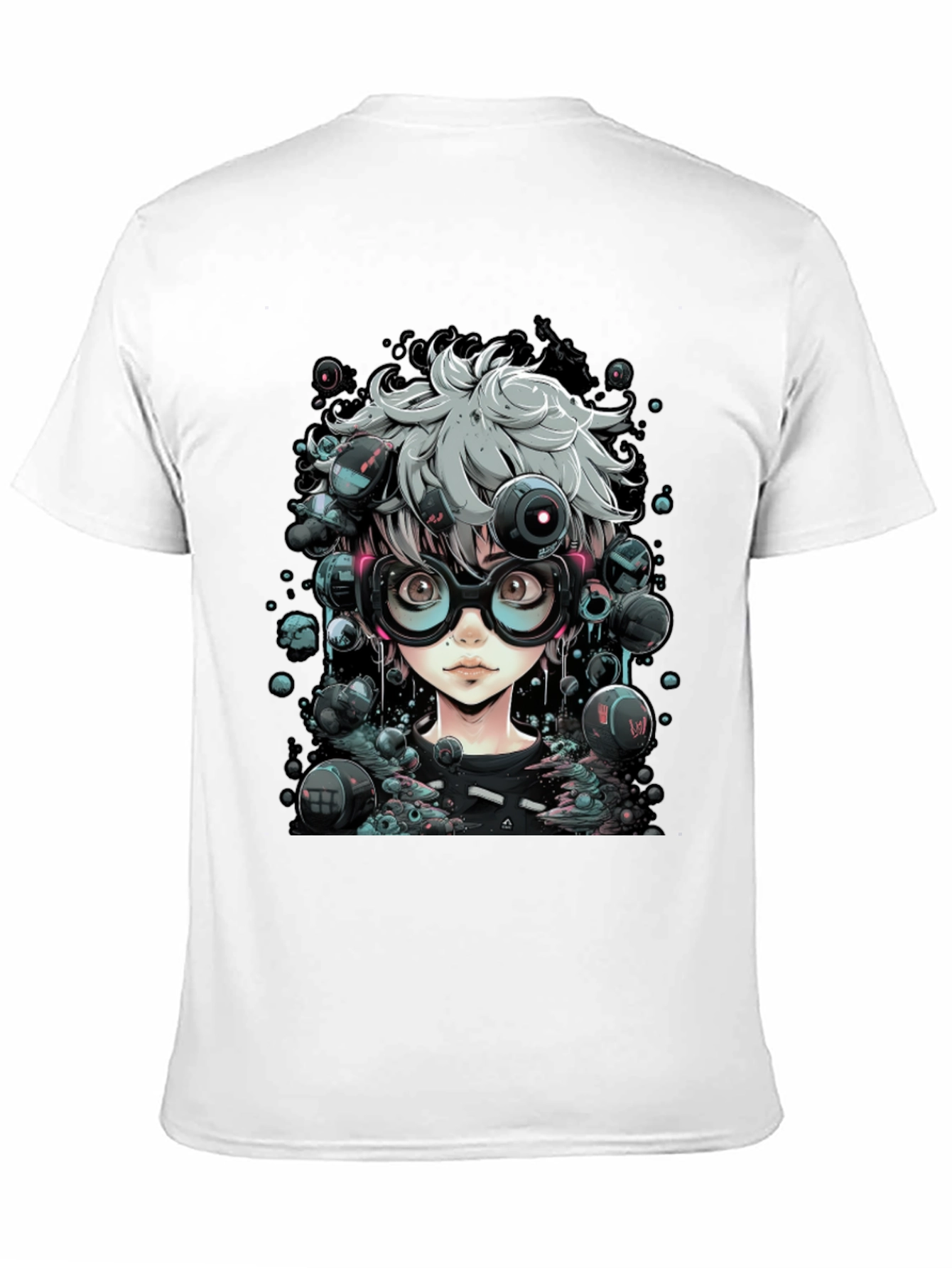 Camiseta Negra con Diseño Anime Futurista