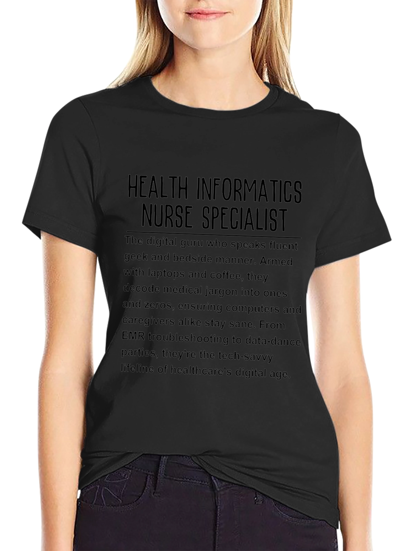 Camiseta Negra de Informática para Enfermería