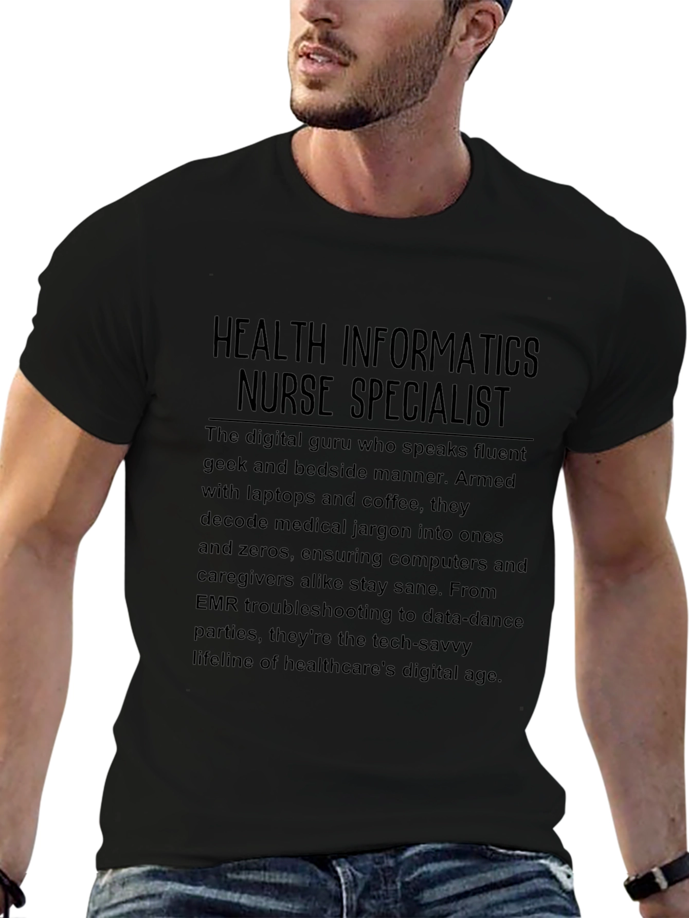 Camiseta Negra de Informática para Enfermería