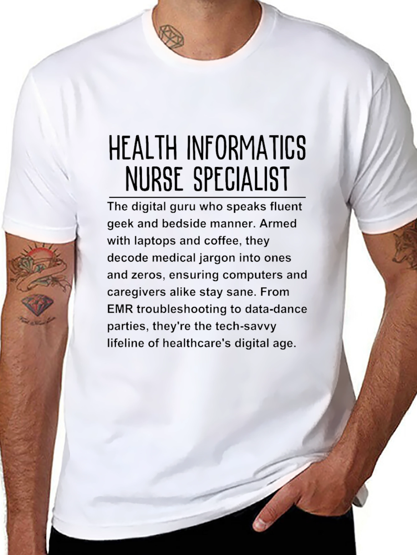Camiseta Negra de Informática para Enfermería