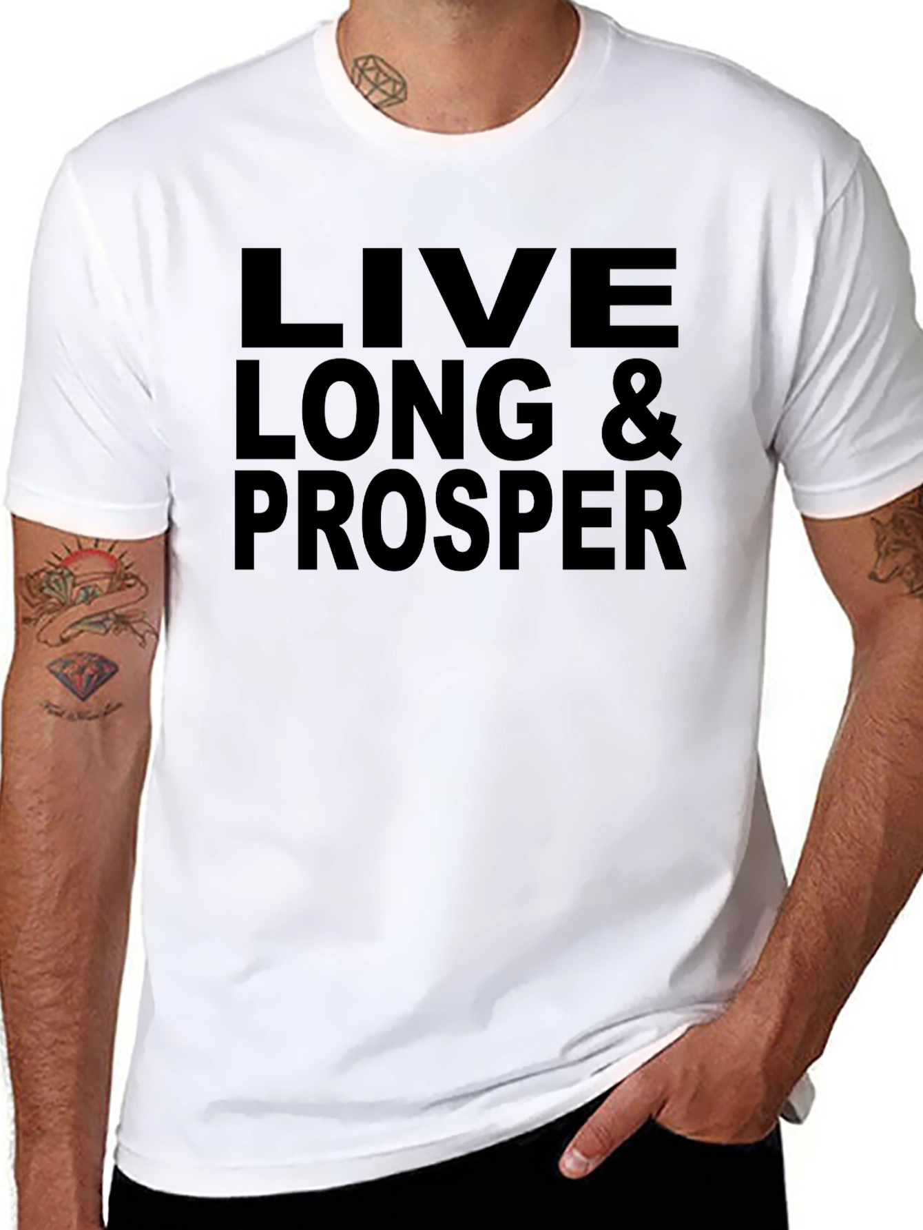 Camiseta Negra: Vive Largo y Prospera - Estilo Casual