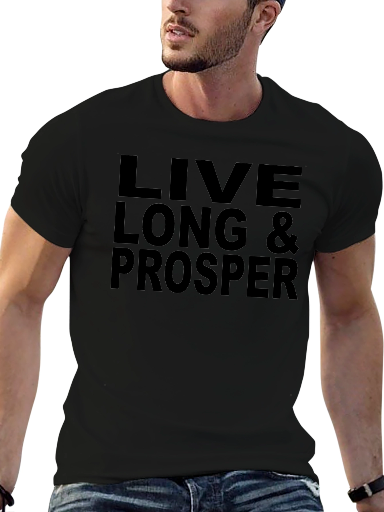 Camiseta Negra: Vive Largo y Prospera - Estilo Casual