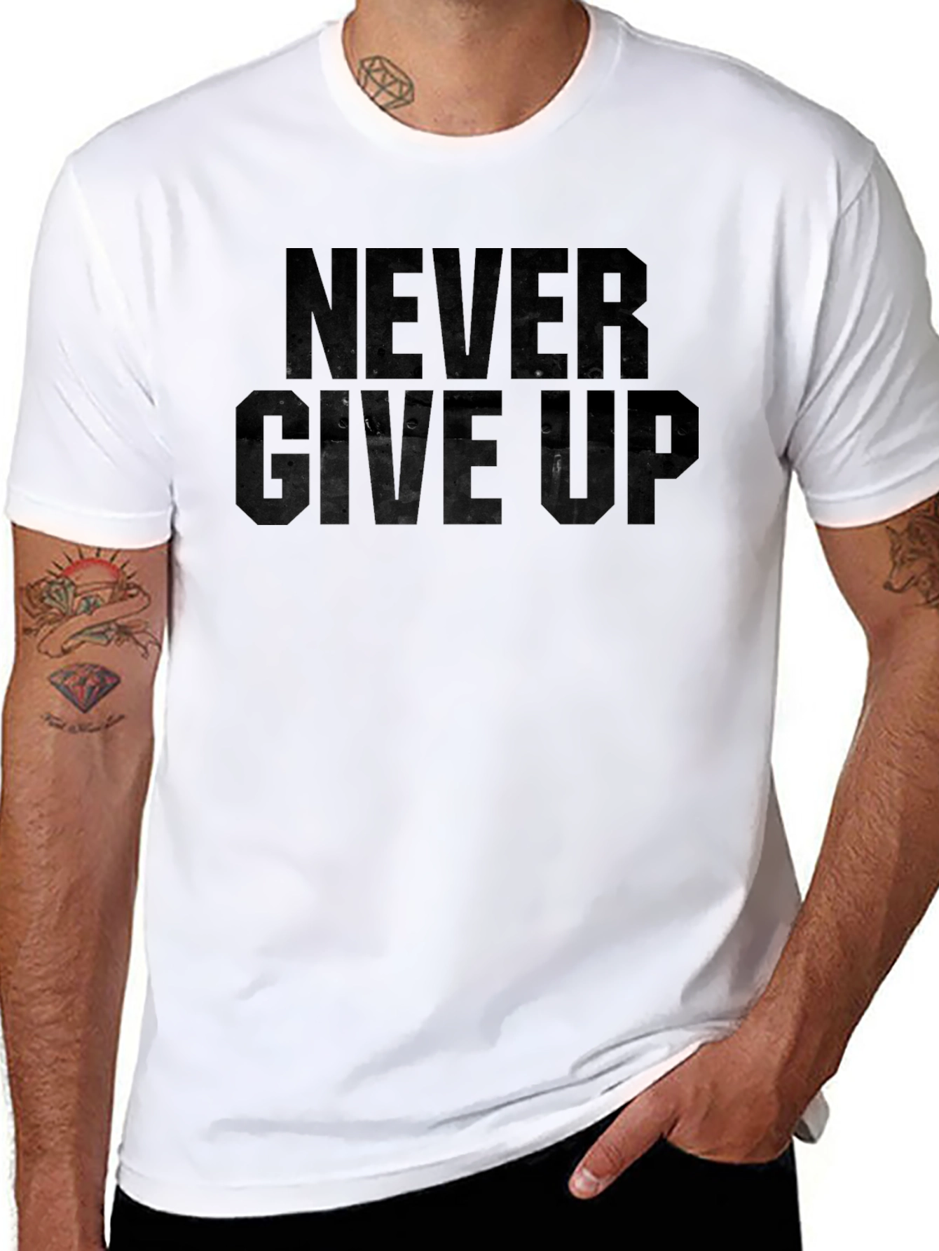 Camiseta Negra Never Give Up para Hombre
