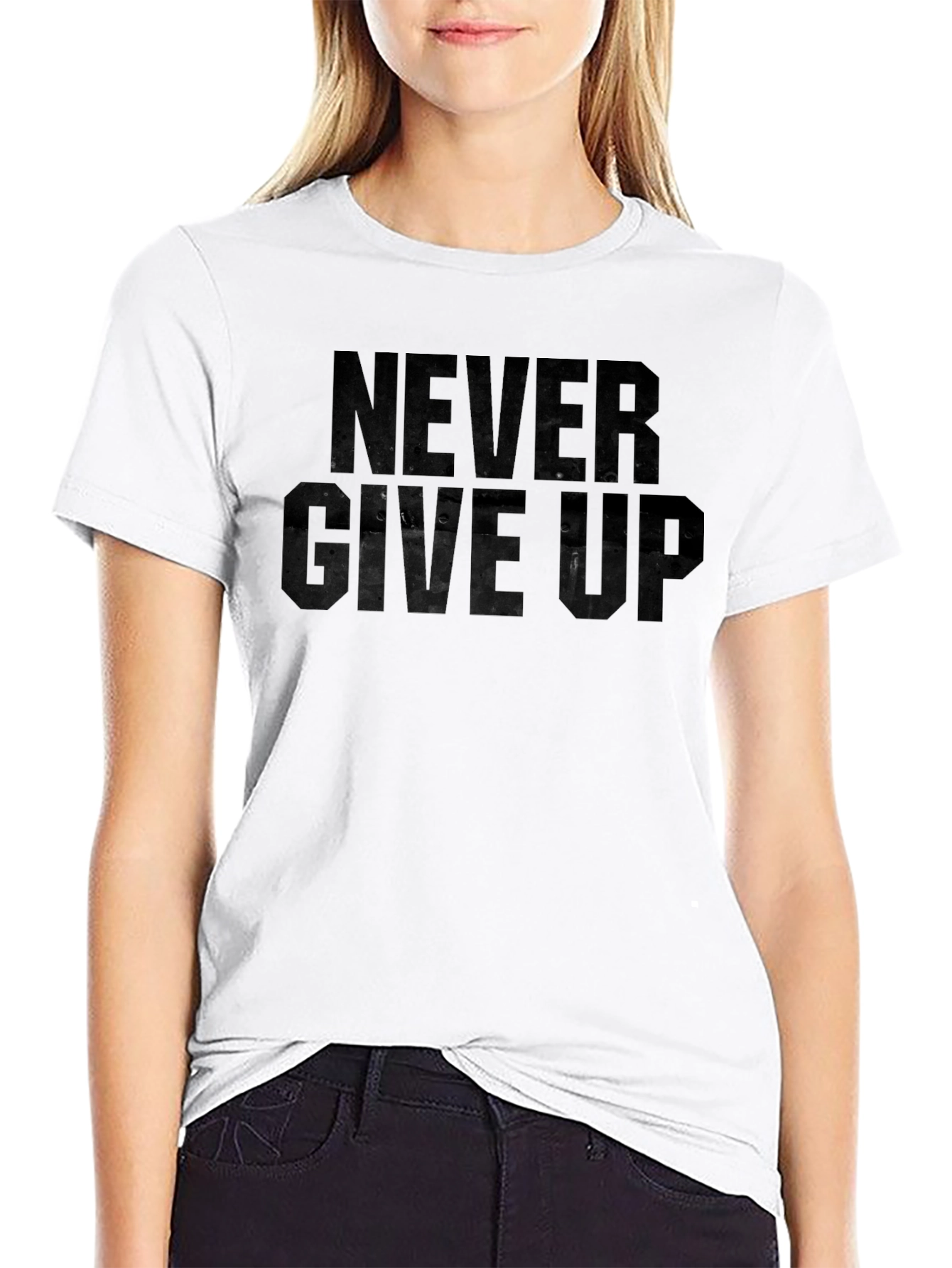 Camiseta Negra Never Give Up para Hombre