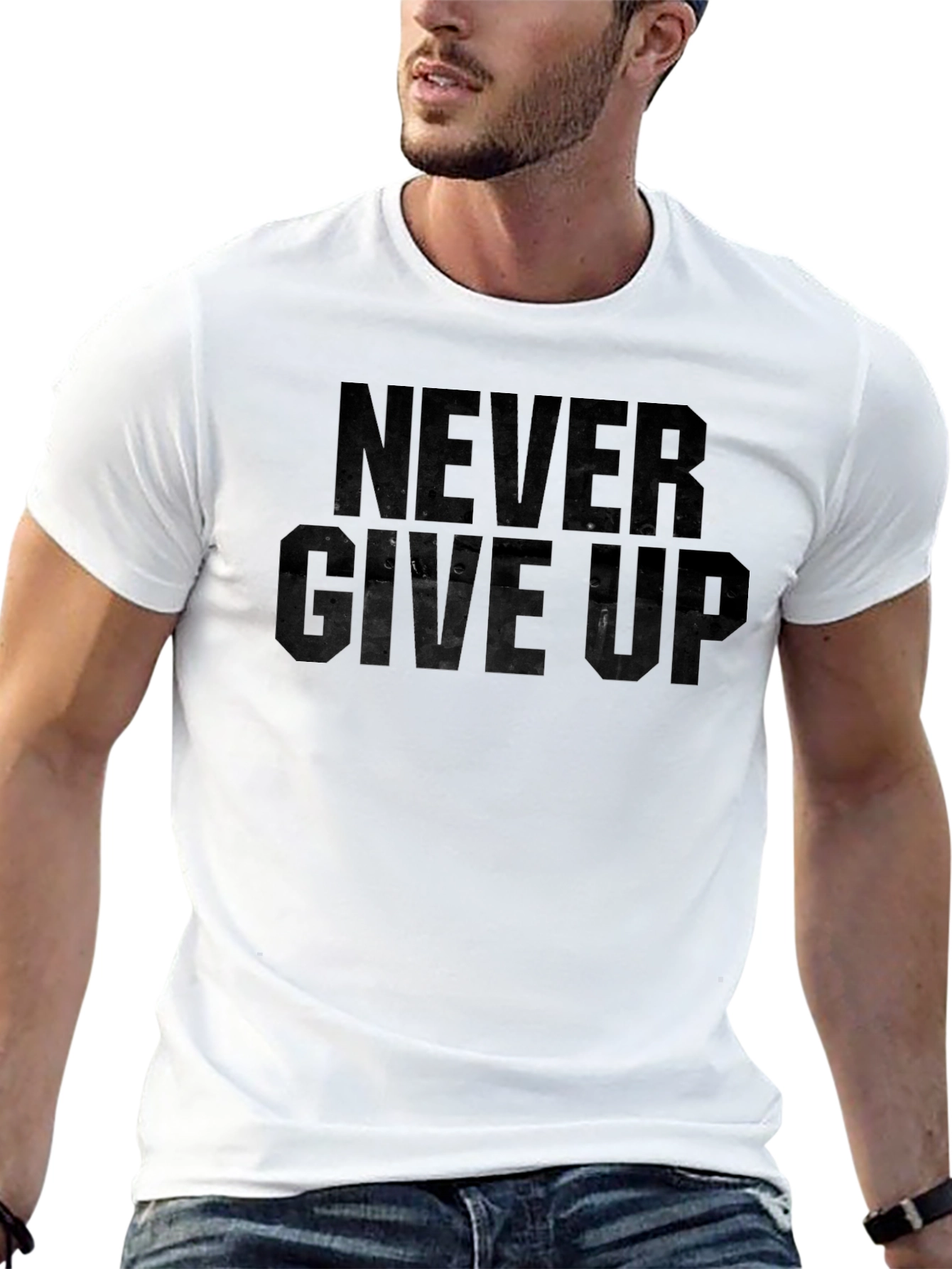 Camiseta Negra Never Give Up para Hombre
