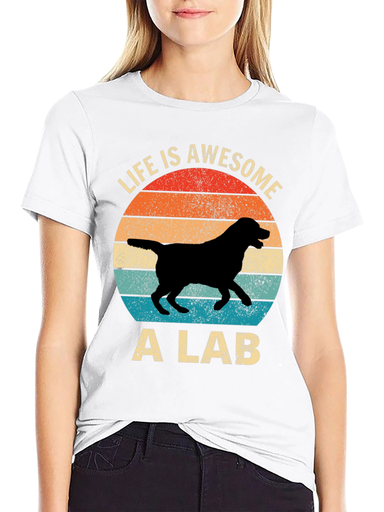 Camiseta La Vida es Genial con un Labrador