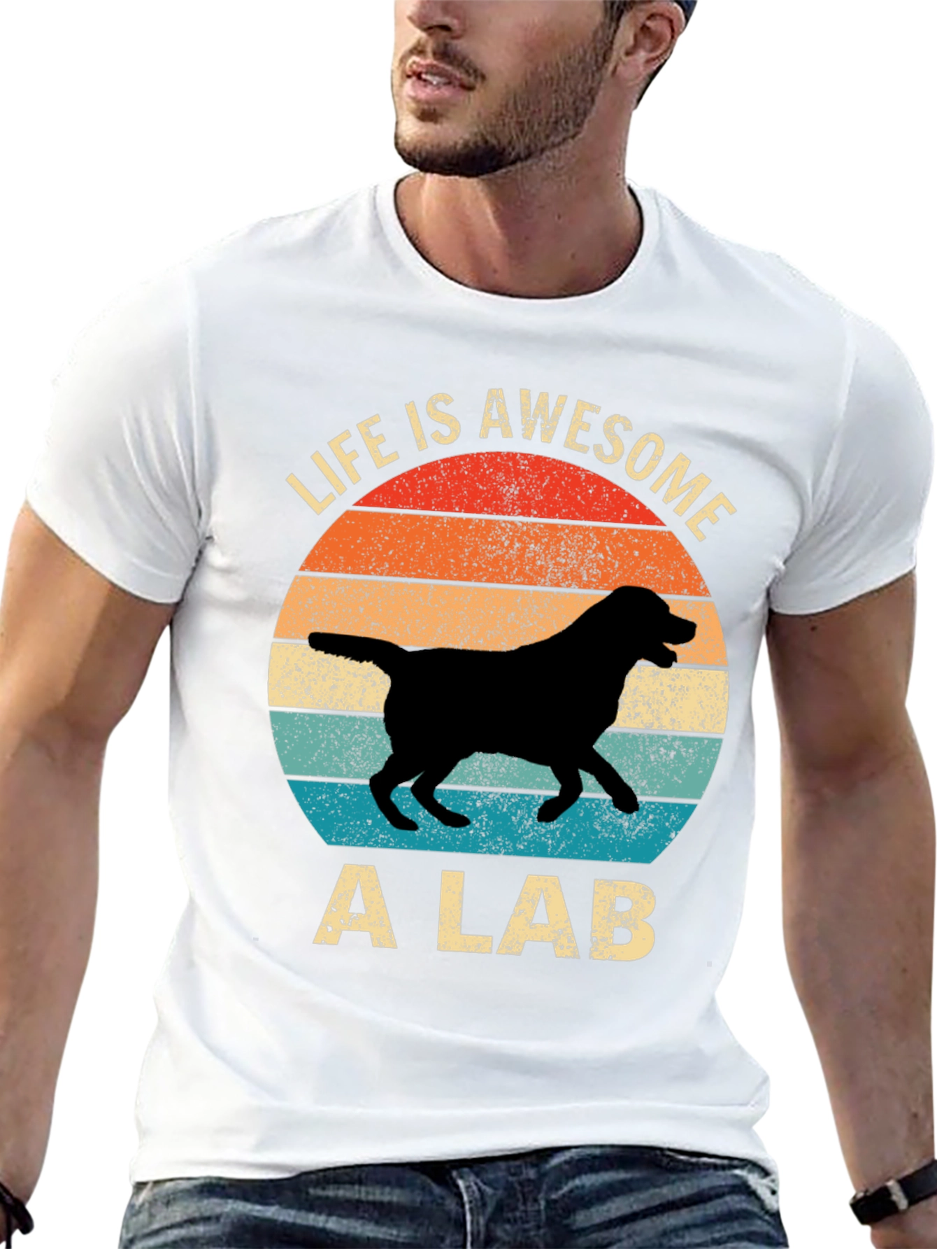 Camiseta La Vida es Genial con un Labrador