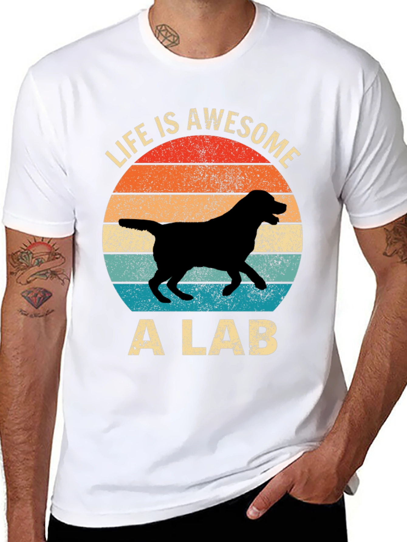Camiseta La Vida es Genial con un Labrador