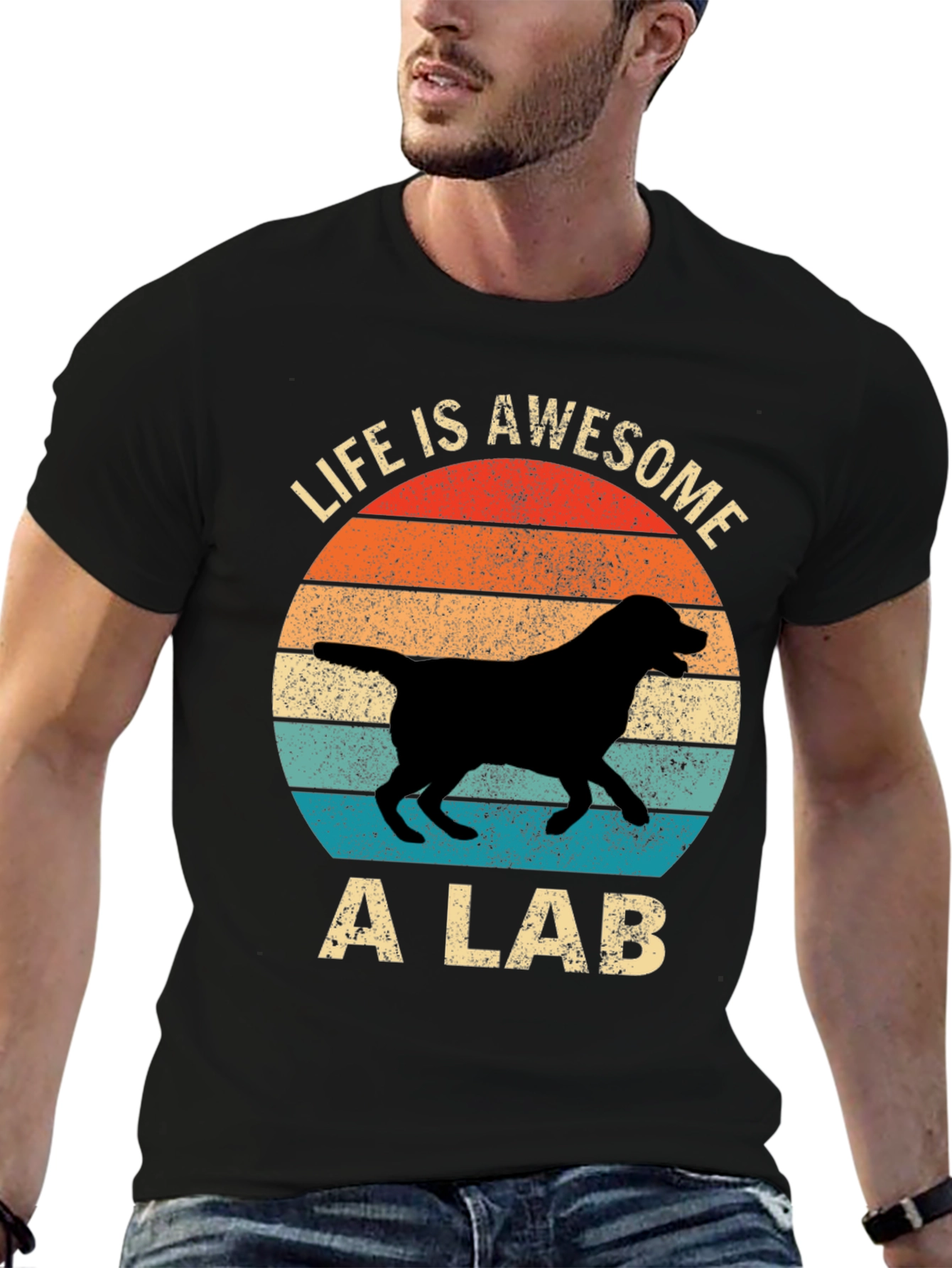 Camiseta La Vida es Genial con un Labrador