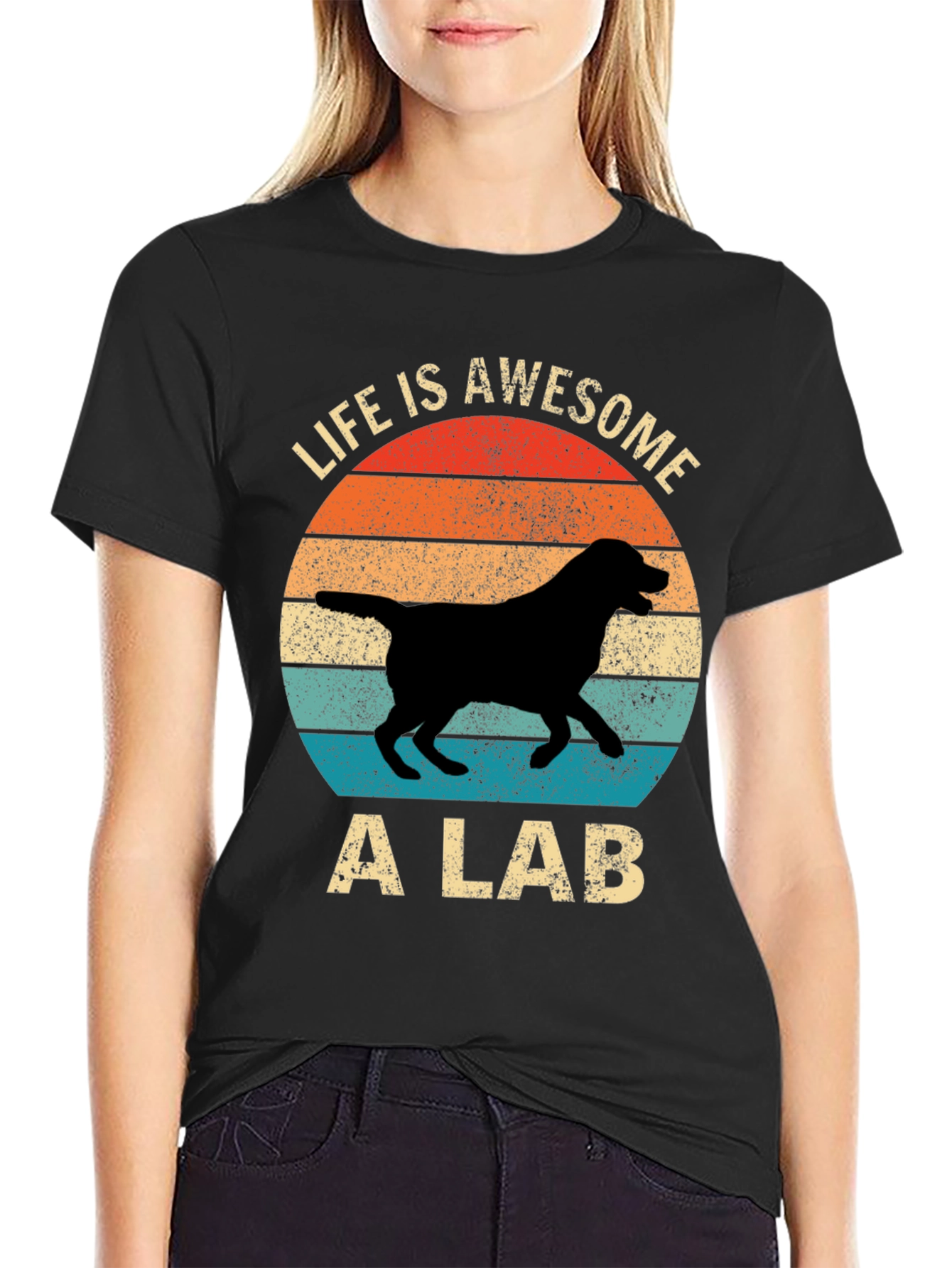 Camiseta La Vida es Genial con un Labrador