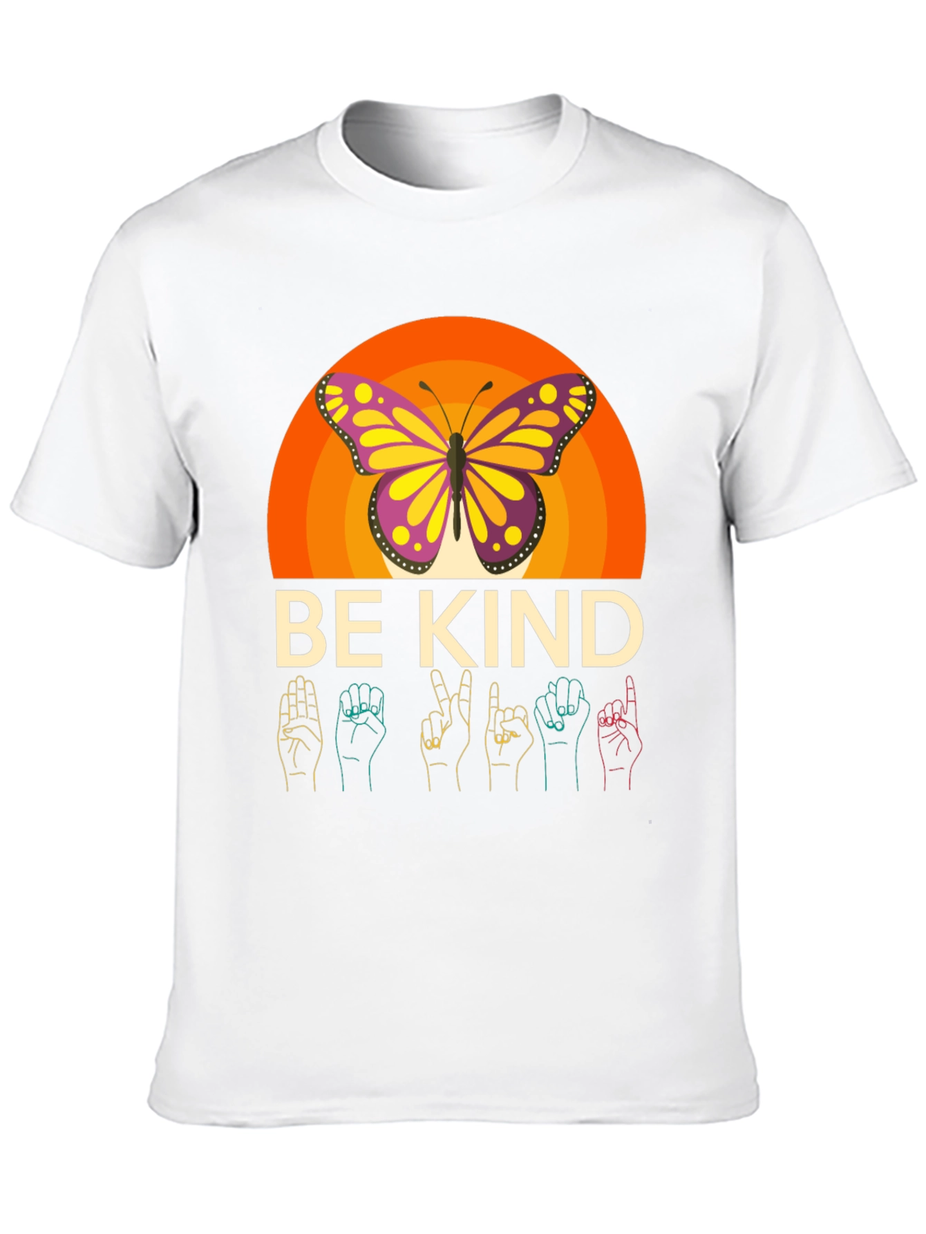 Camiseta Negra Be Kind Mariposa y Lenguaje de Señas