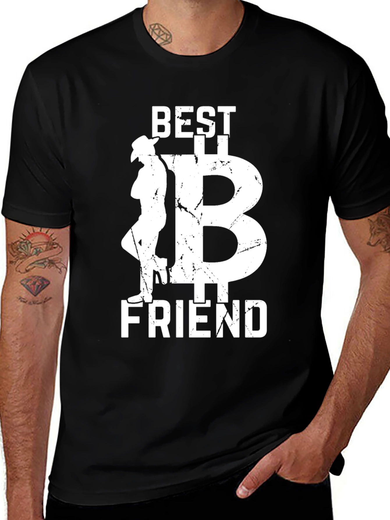 Camiseta Negra: Mejor Amigo con Diseño Bitcoin