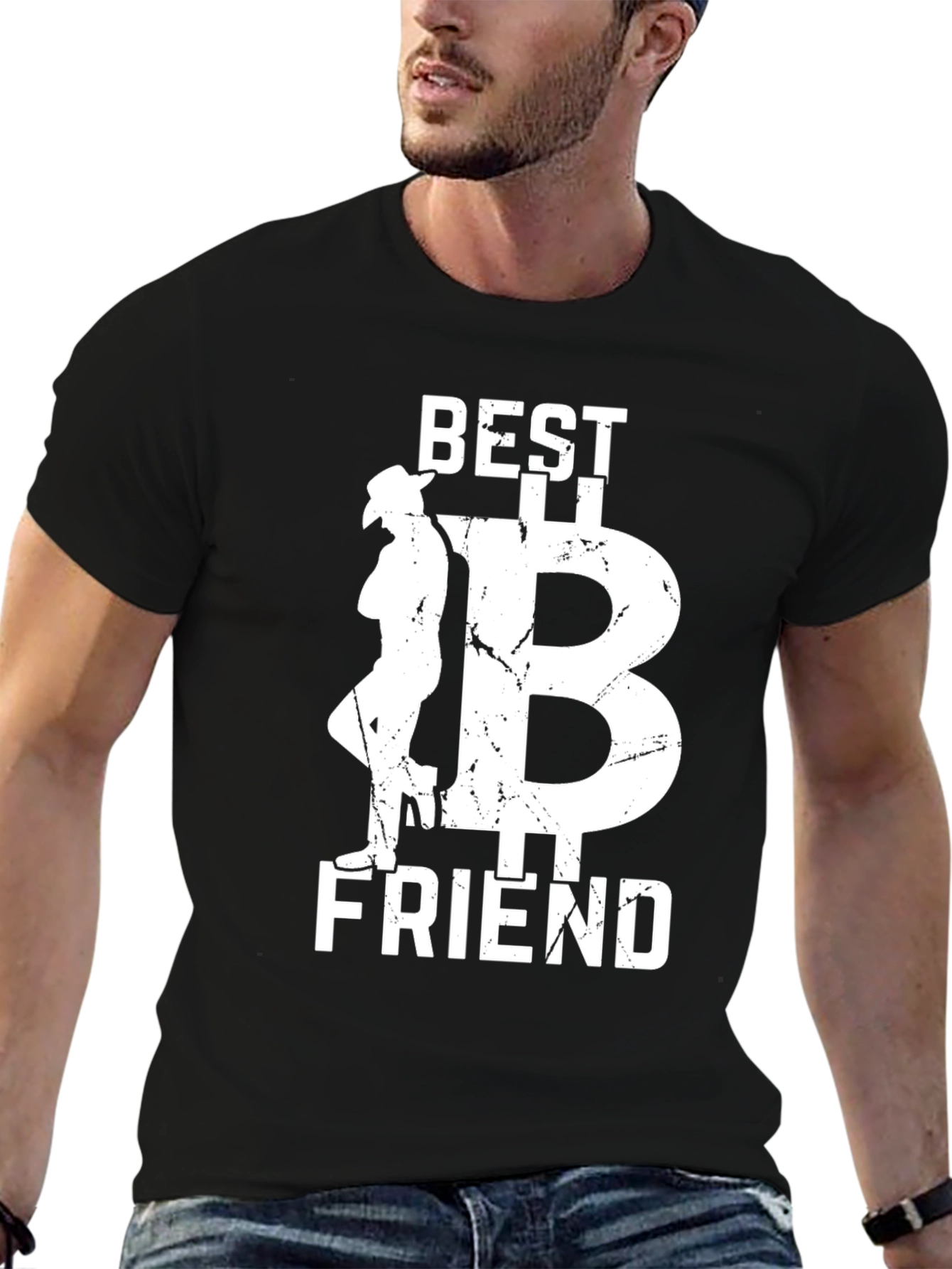 Camiseta Negra: Mejor Amigo con Diseño Bitcoin