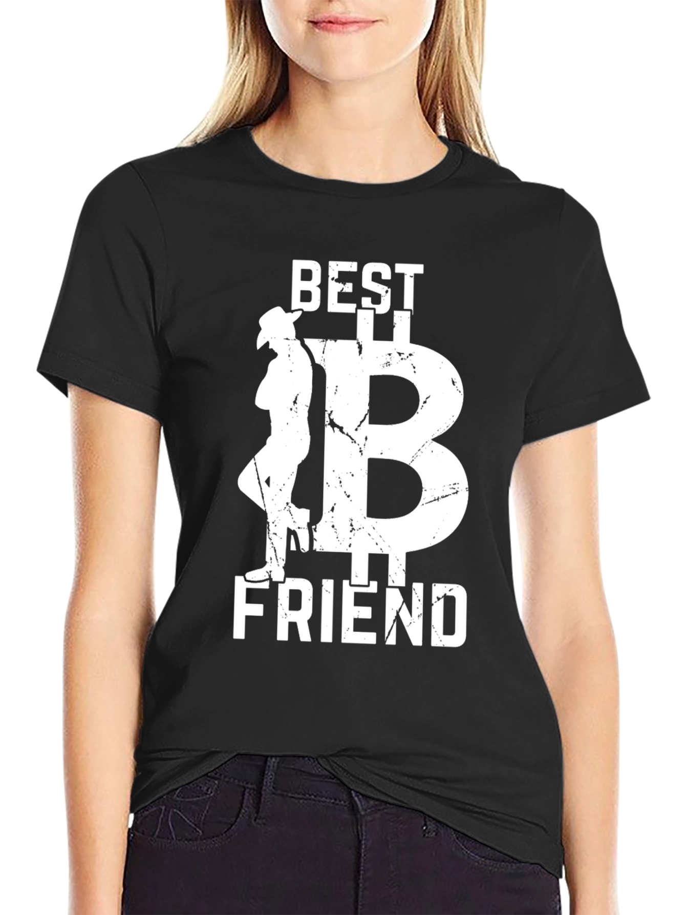 Camiseta Negra: Mejor Amigo con Diseño Bitcoin