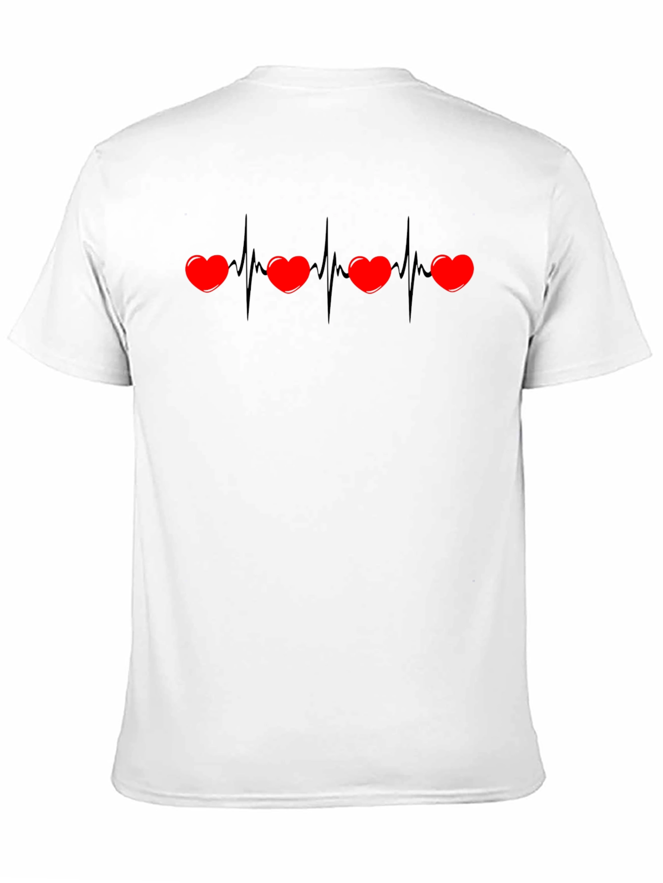 Camiseta Negra con Corazones Ritmo Cardíaco