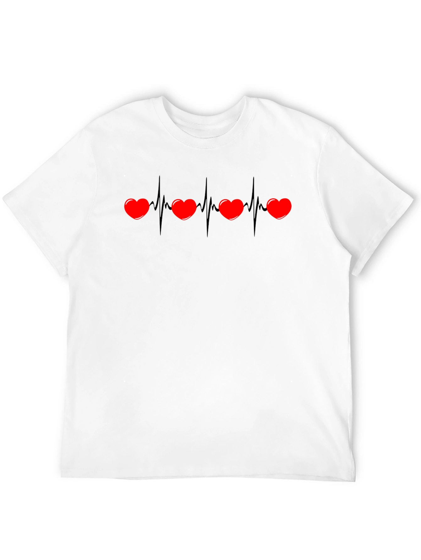 Camiseta Negra con Corazones Ritmo Cardíaco