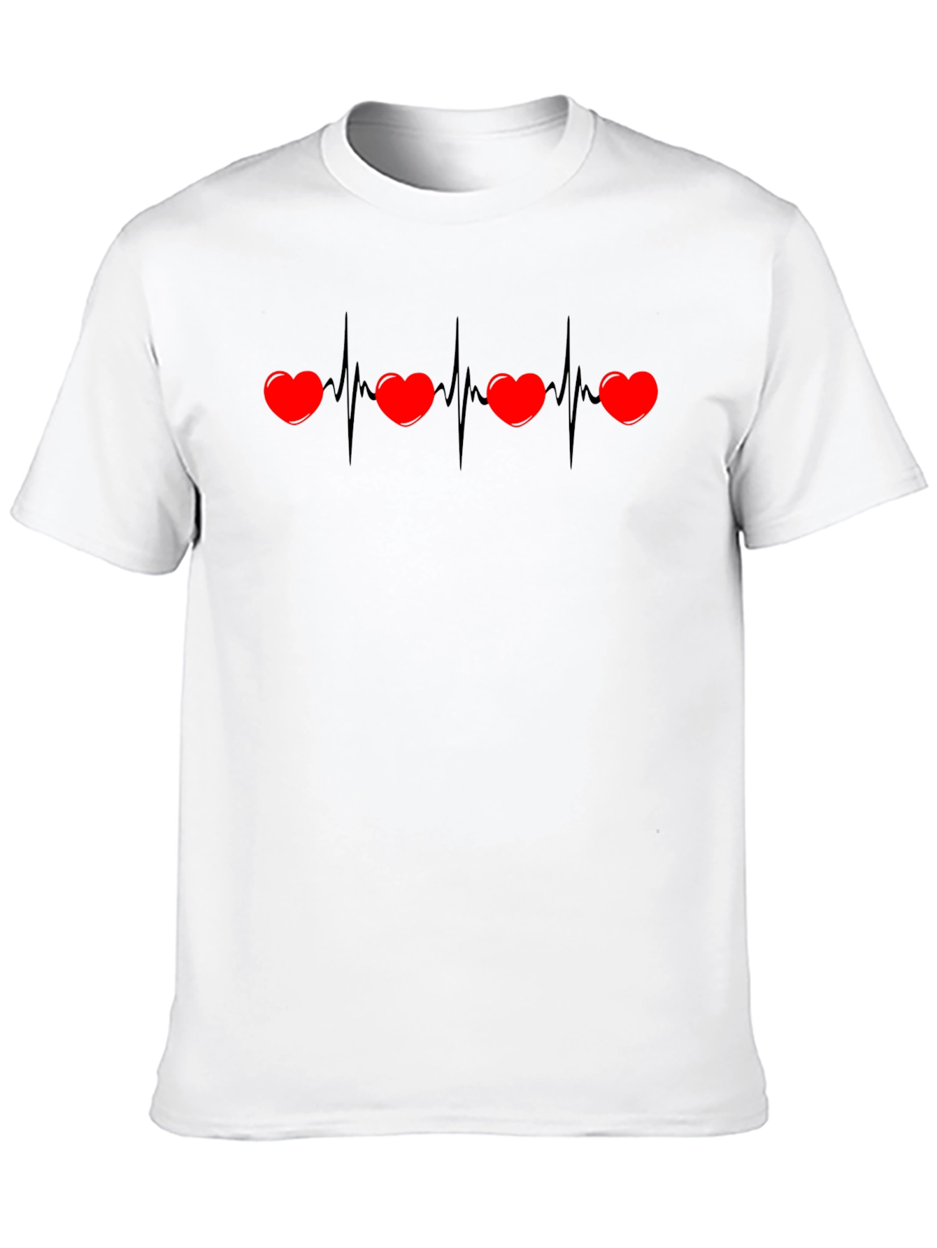 Camiseta Negra con Corazones Ritmo Cardíaco