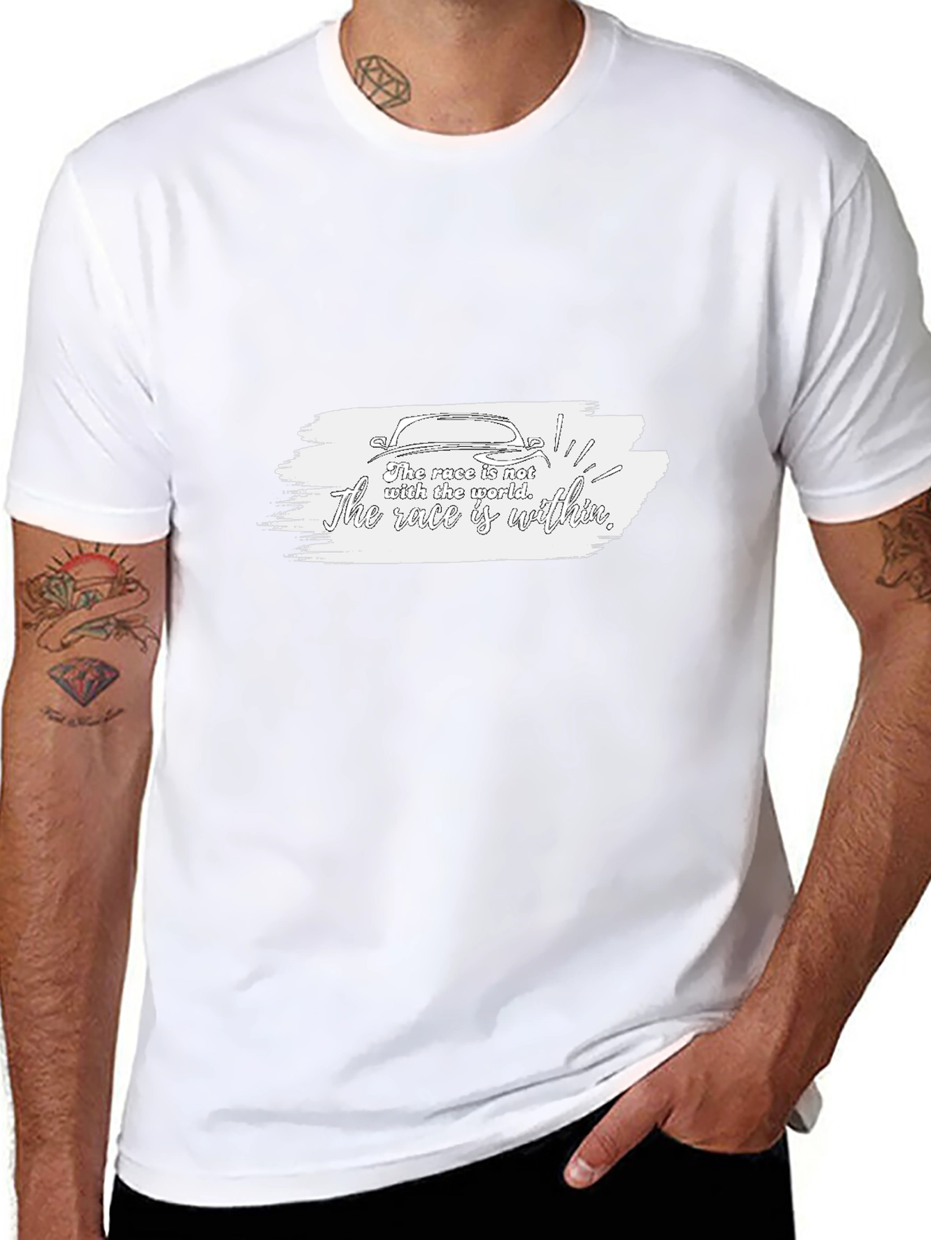 Camiseta Negra con Diseño Inspirador de Carrera