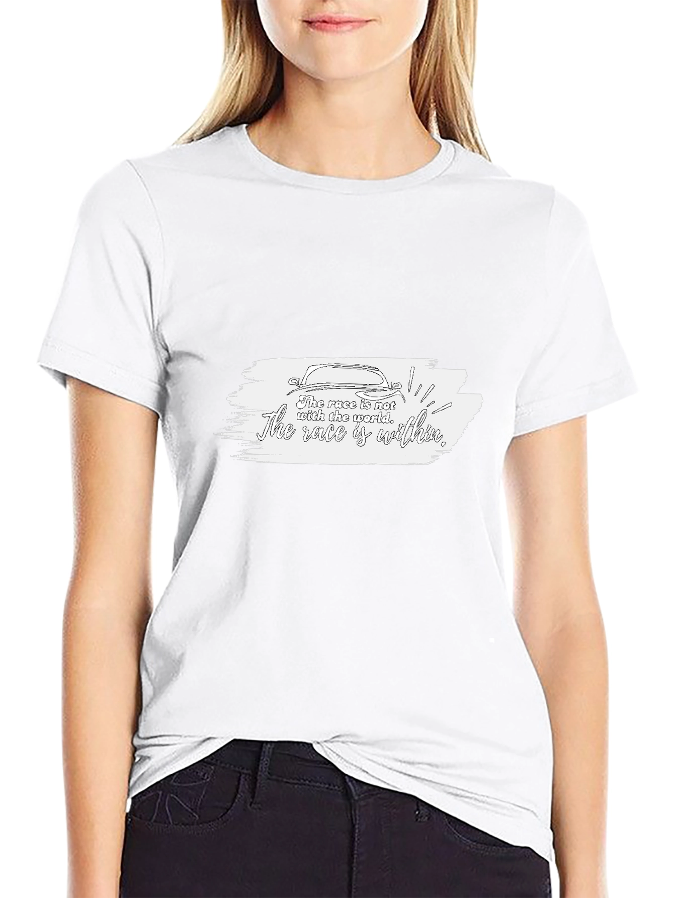 Camiseta Negra con Diseño Inspirador de Carrera