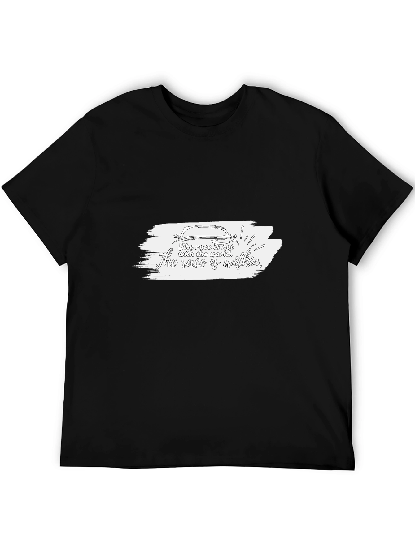 Camiseta Negra con Diseño Inspirador de Carrera