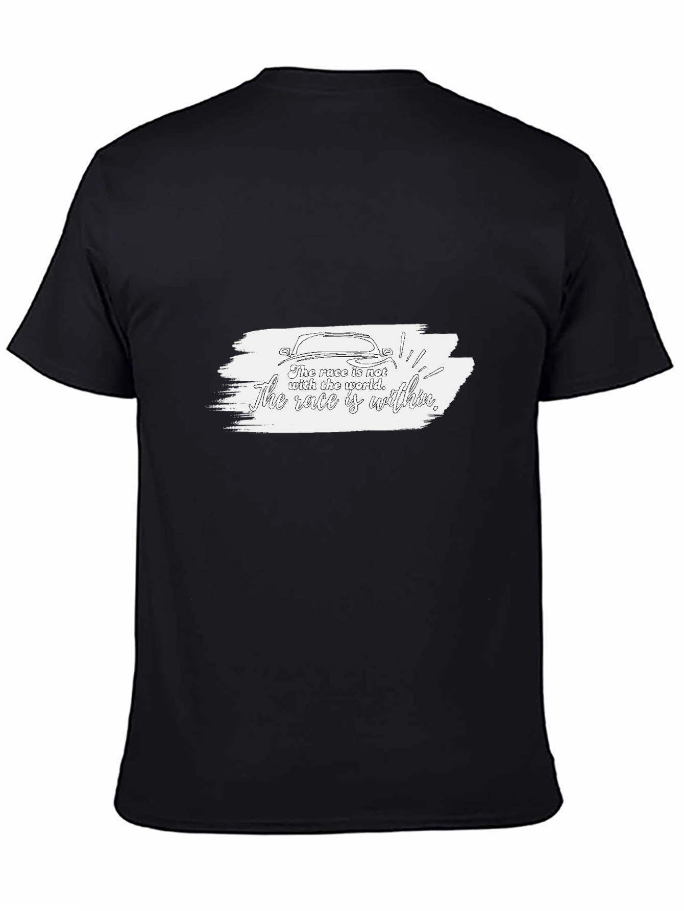 Camiseta Negra con Diseño Inspirador de Carrera
