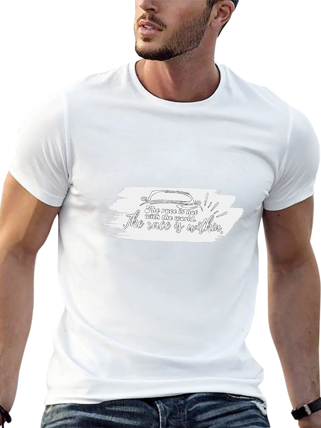 Camiseta Negra con Diseño Inspirador de Carrera