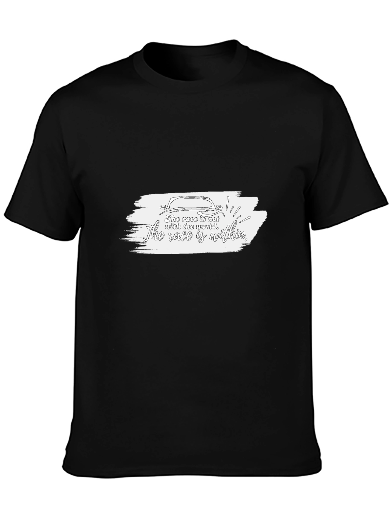 Camiseta Negra con Diseño Inspirador de Carrera