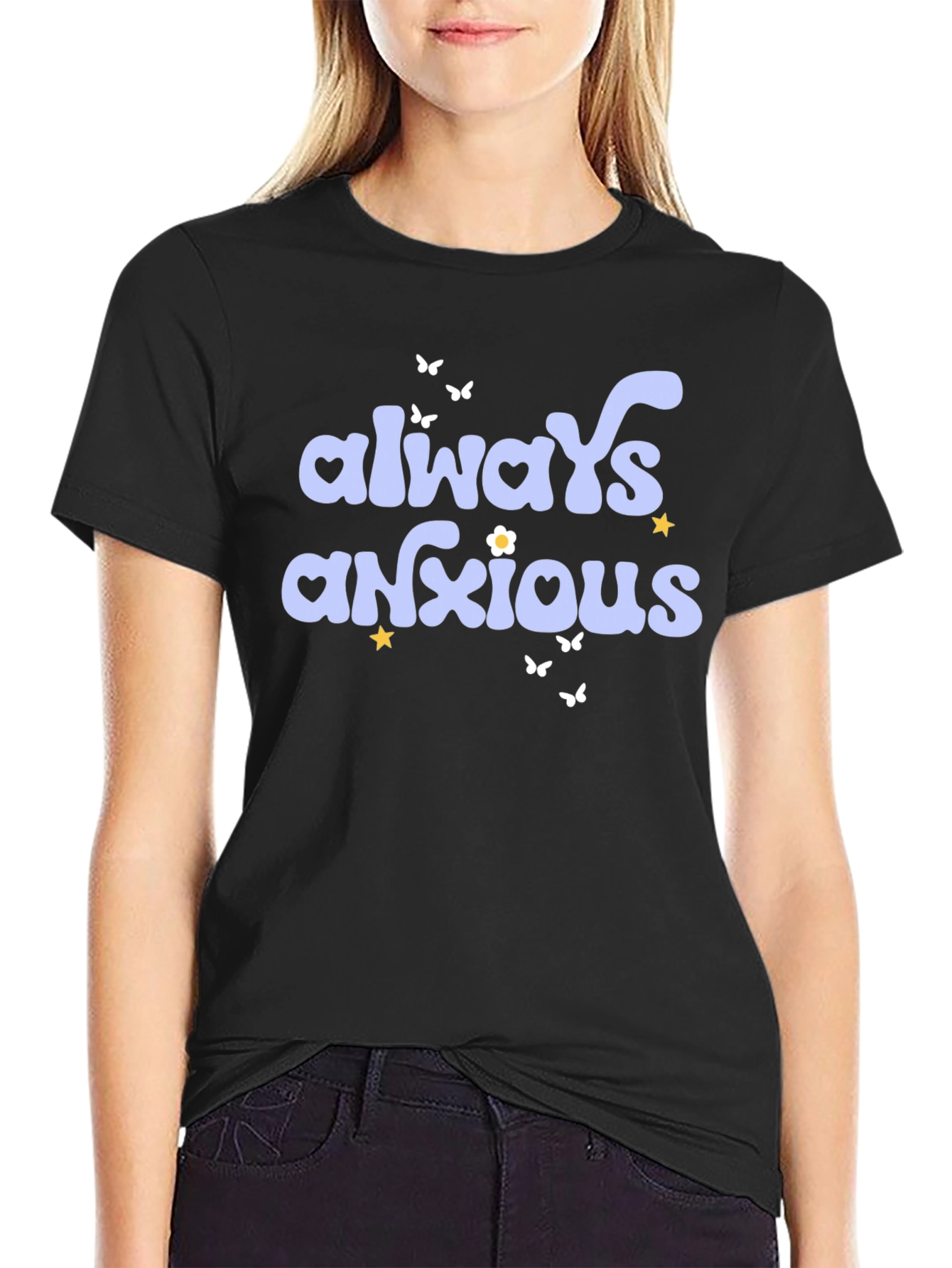 Camiseta Negra Always Anxious Estilo Retro