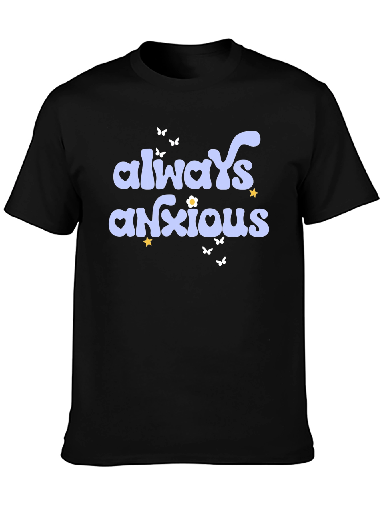 Camiseta Negra Always Anxious Estilo Retro