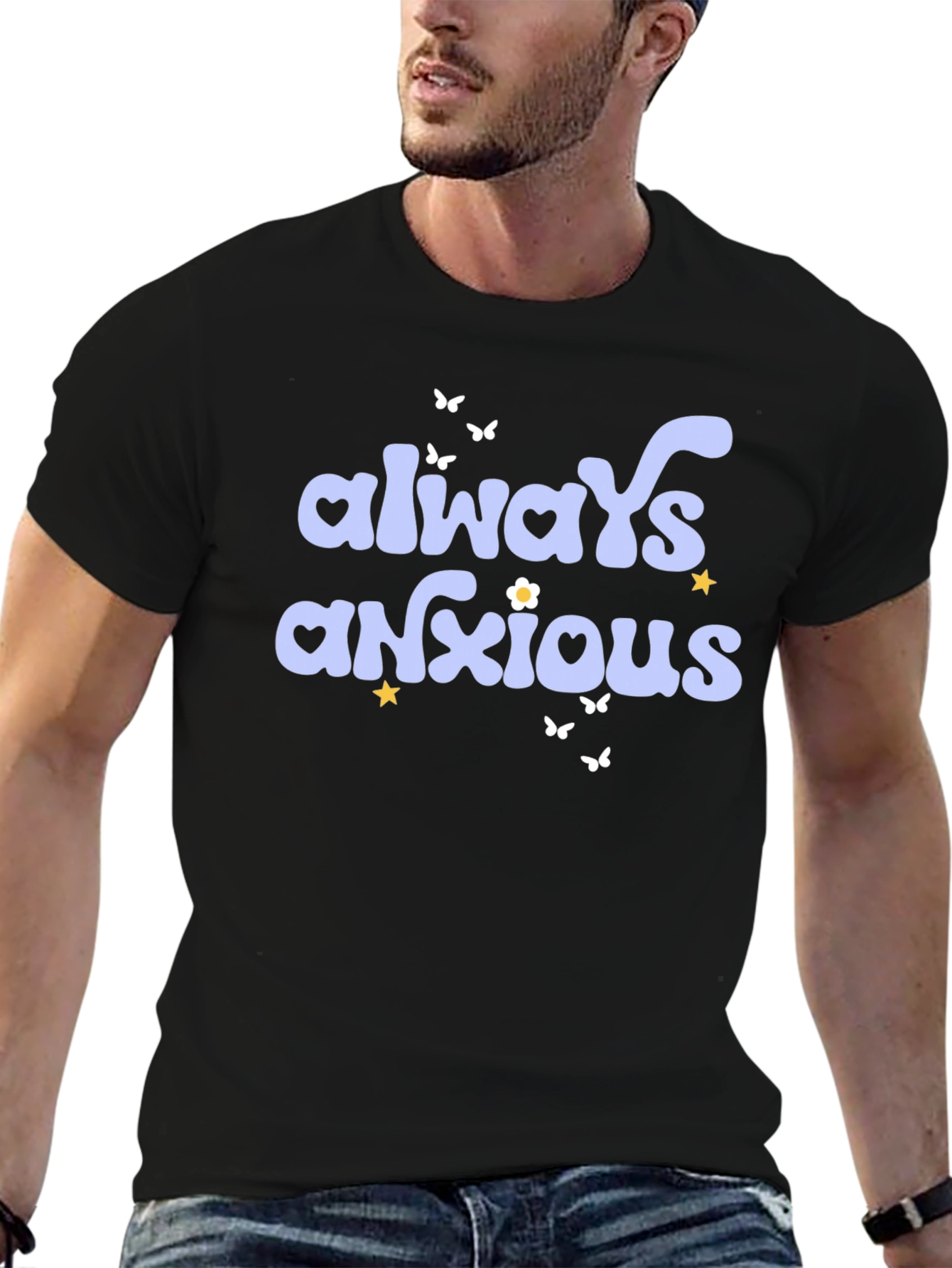 Camiseta Negra Always Anxious Estilo Retro