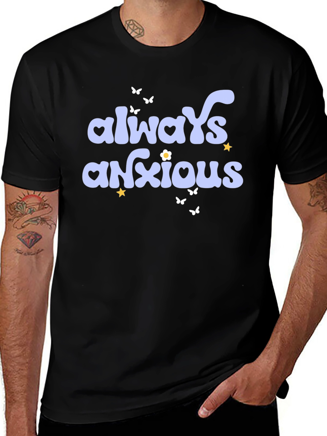 Camiseta Negra Always Anxious Estilo Retro