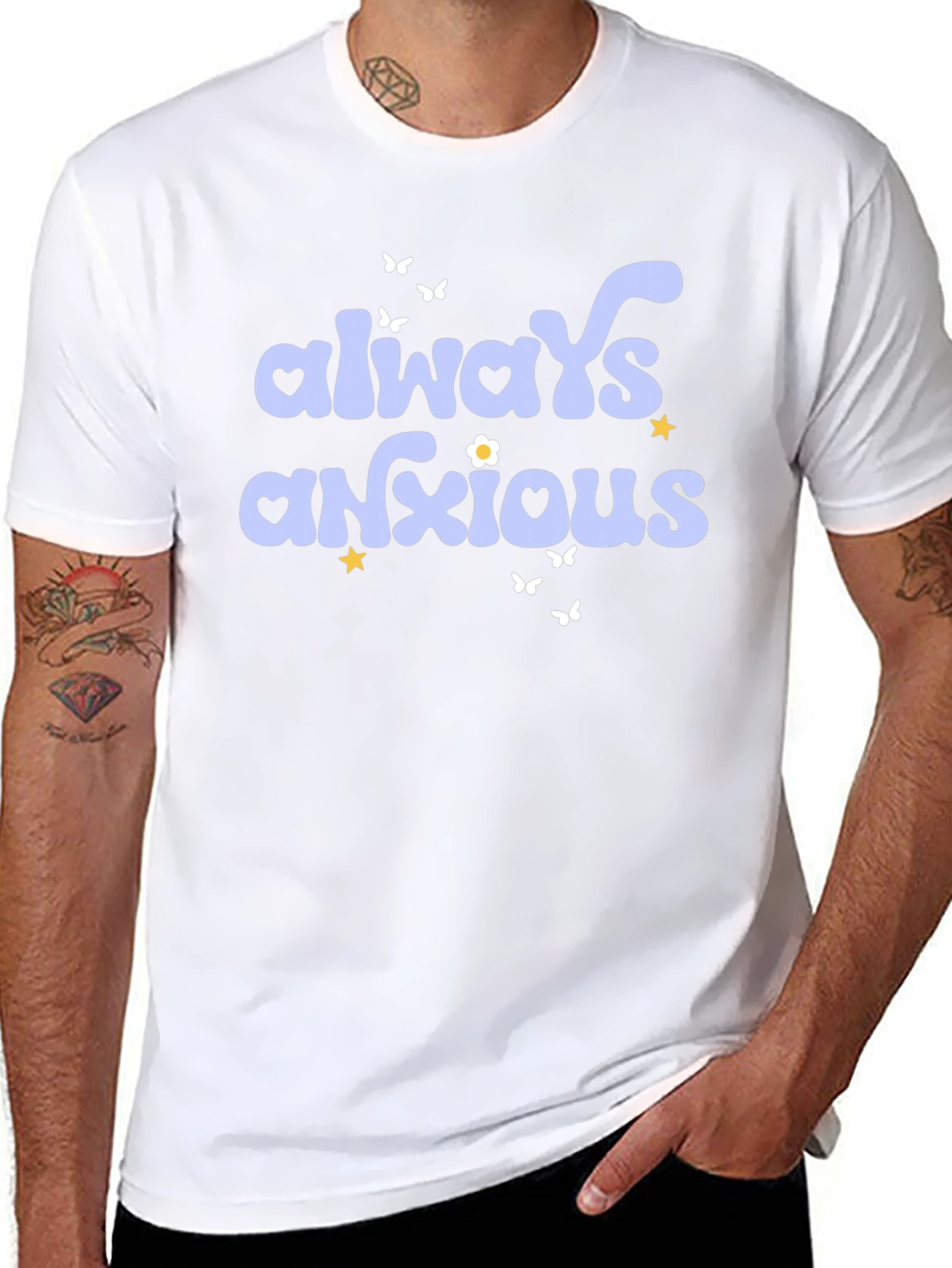 Camiseta Negra Always Anxious Estilo Retro