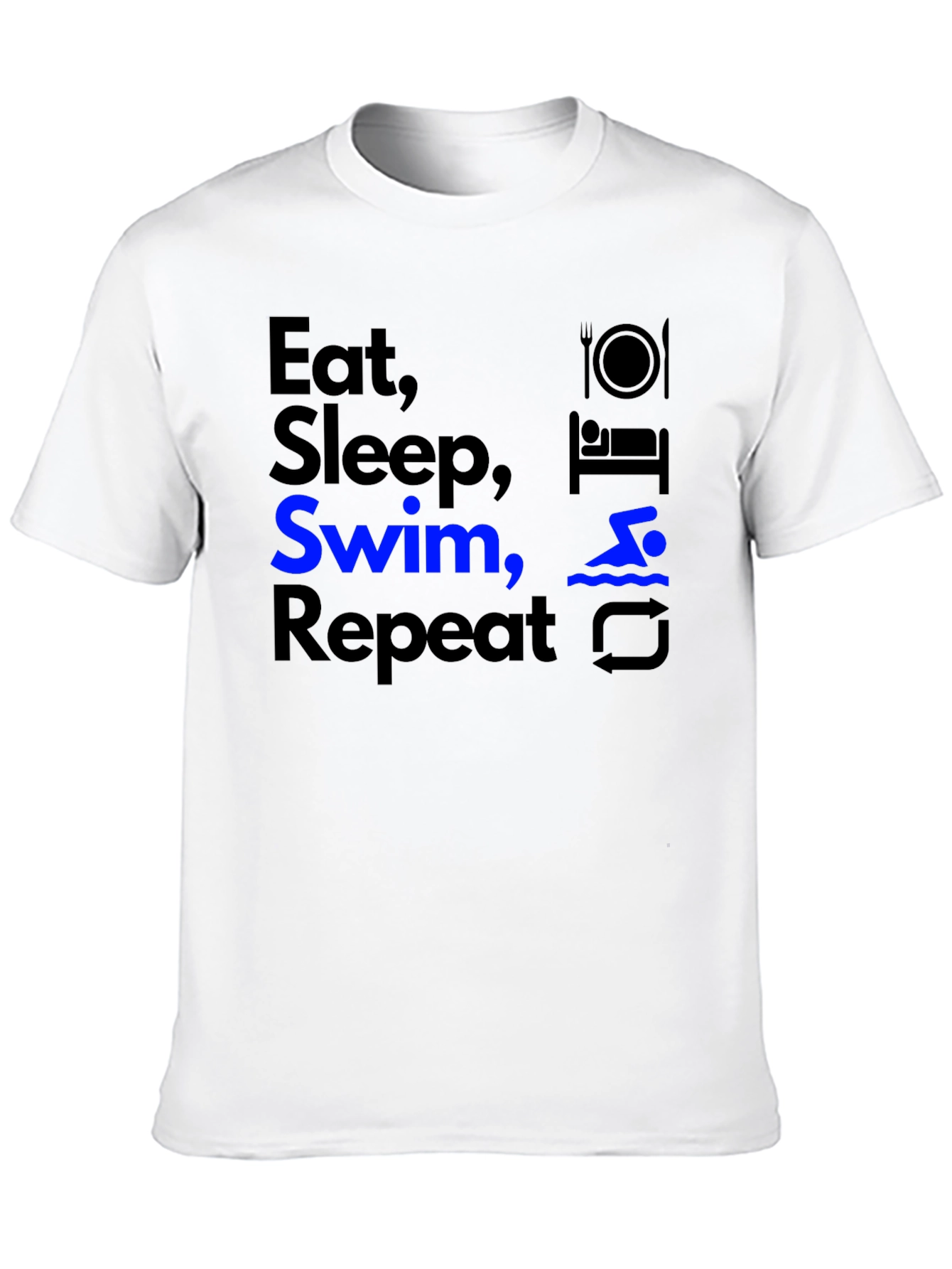 Camiseta Negra Deportiva Eat Sleep Swim Repeat