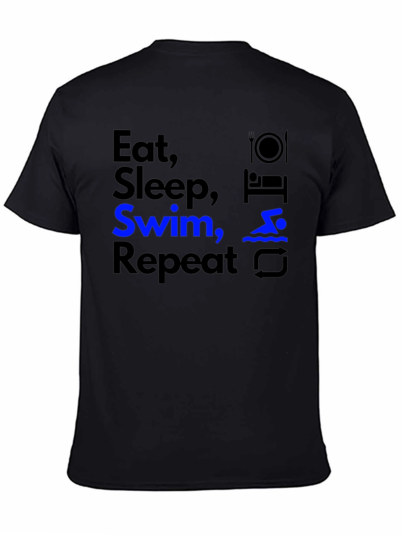 Camiseta Negra Deportiva Eat Sleep Swim Repeat