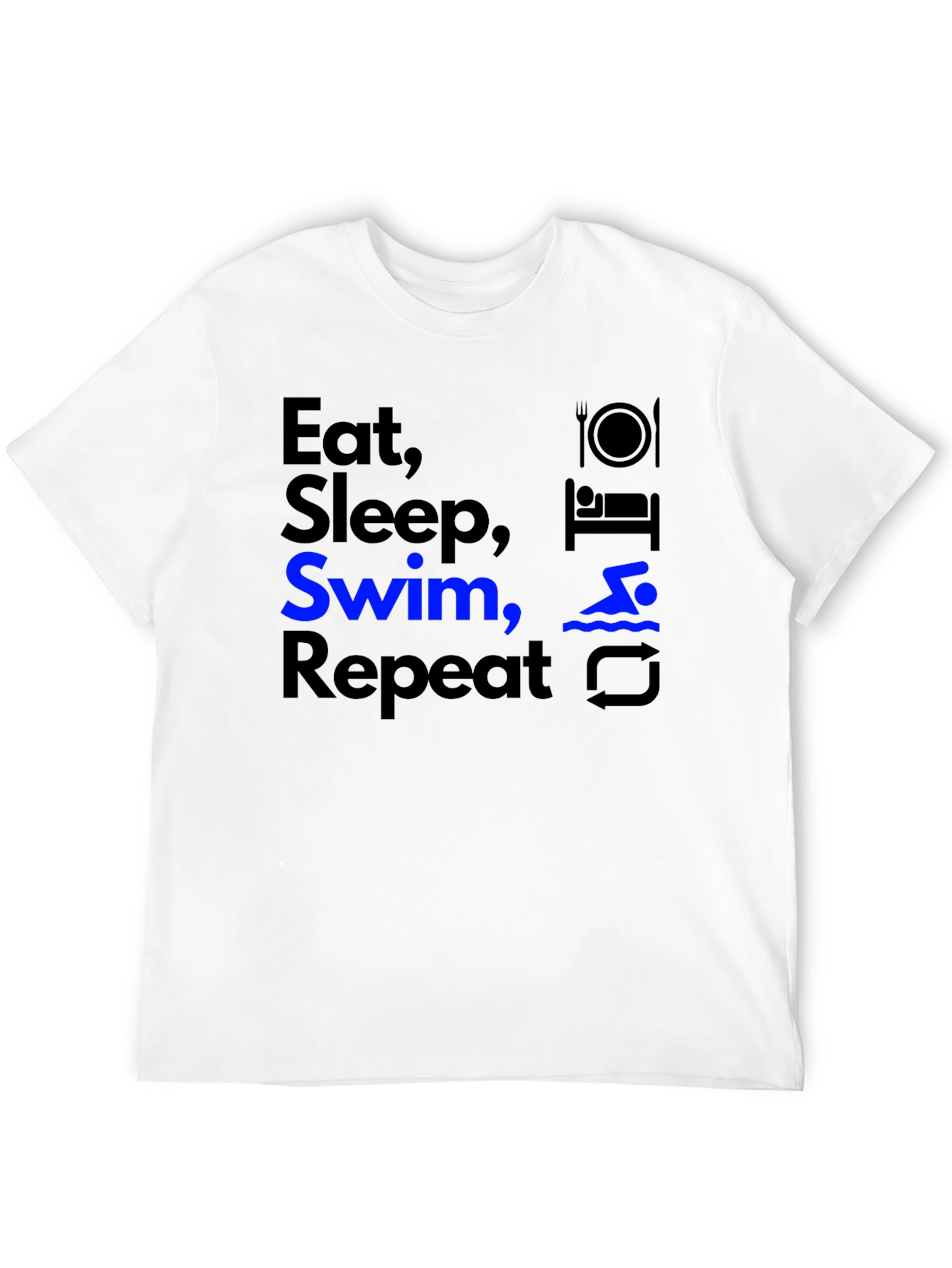 Camiseta Negra Deportiva Eat Sleep Swim Repeat