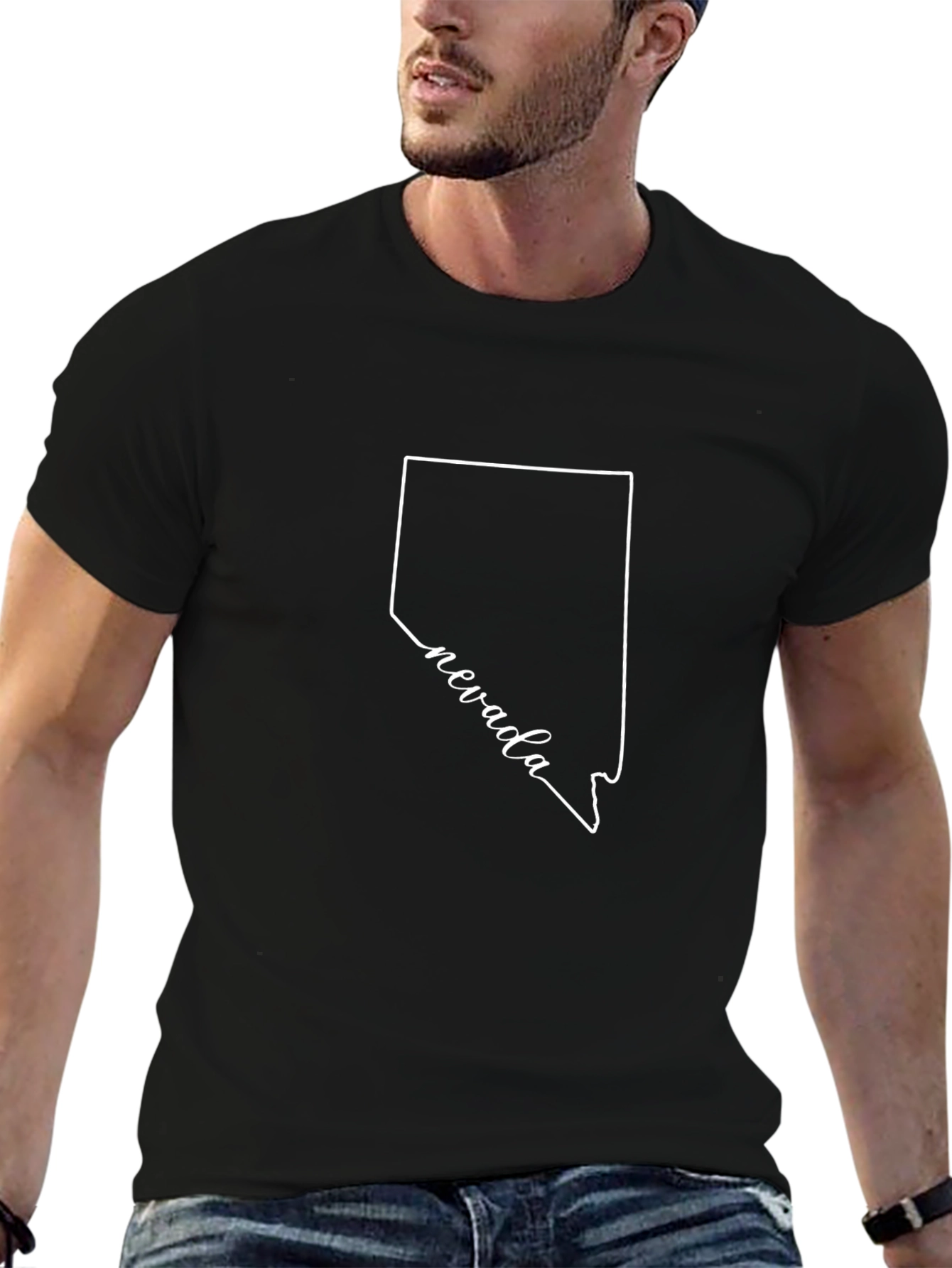 Camiseta Negra Nevada Outline para Hombre