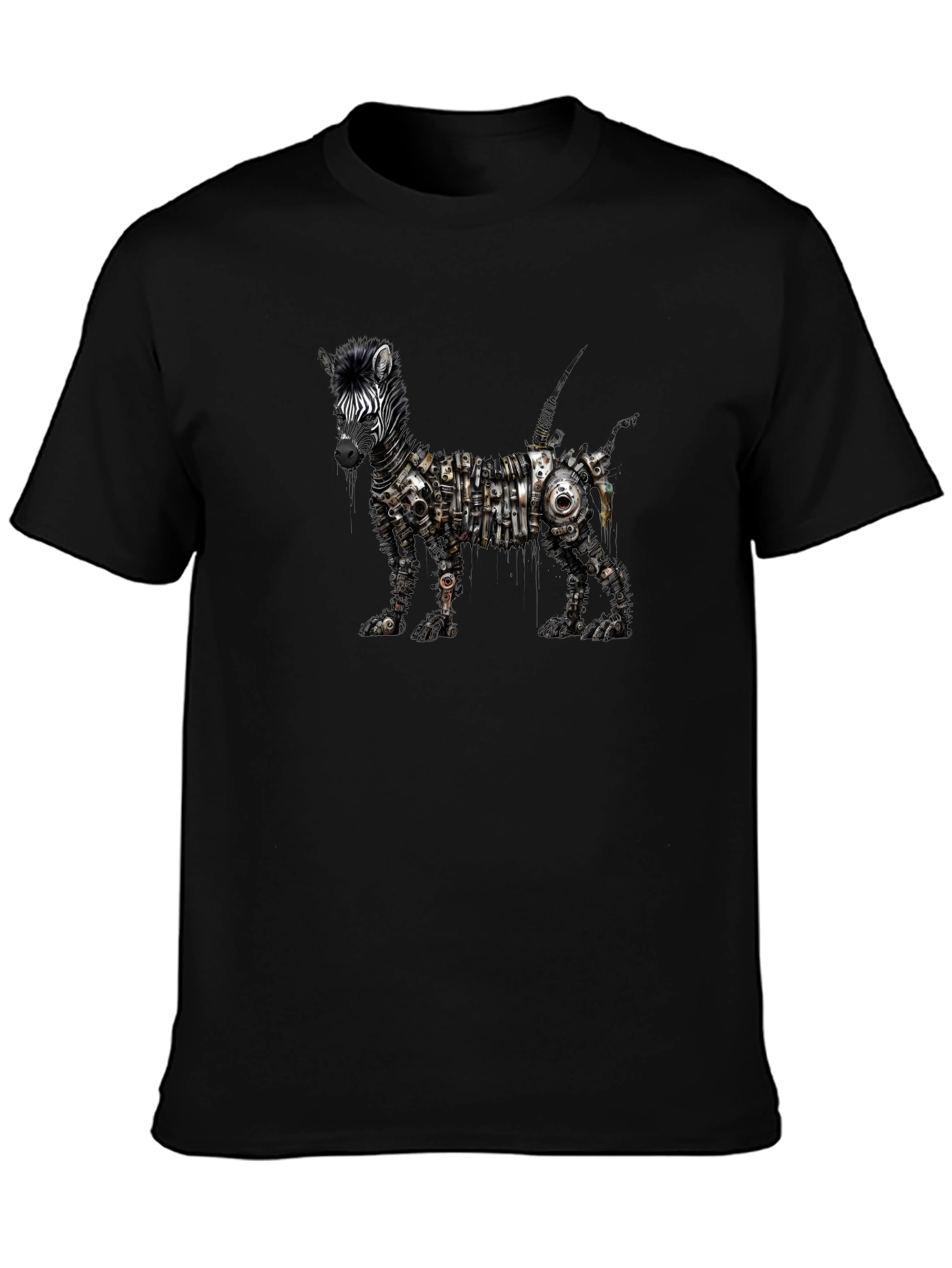 Camiseta Negra Estampado Cebra Mecánica