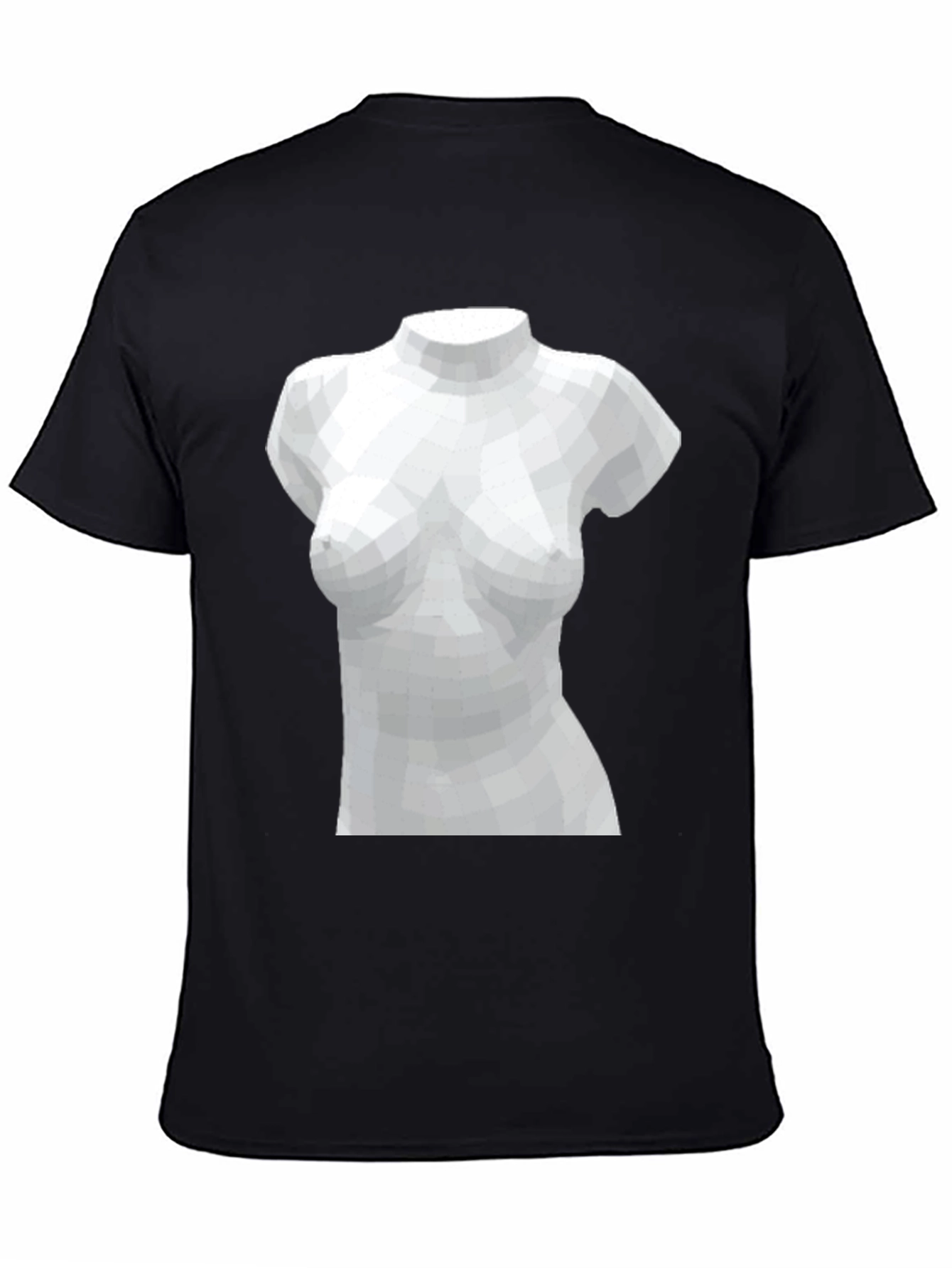 Camiseta Negra con Diseño Abstracto de Busto Femenino
