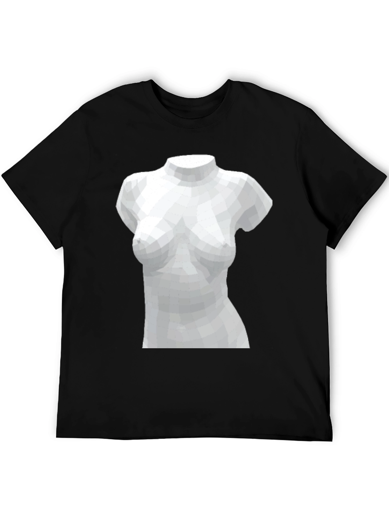 Camiseta Negra con Diseño Abstracto de Busto Femenino