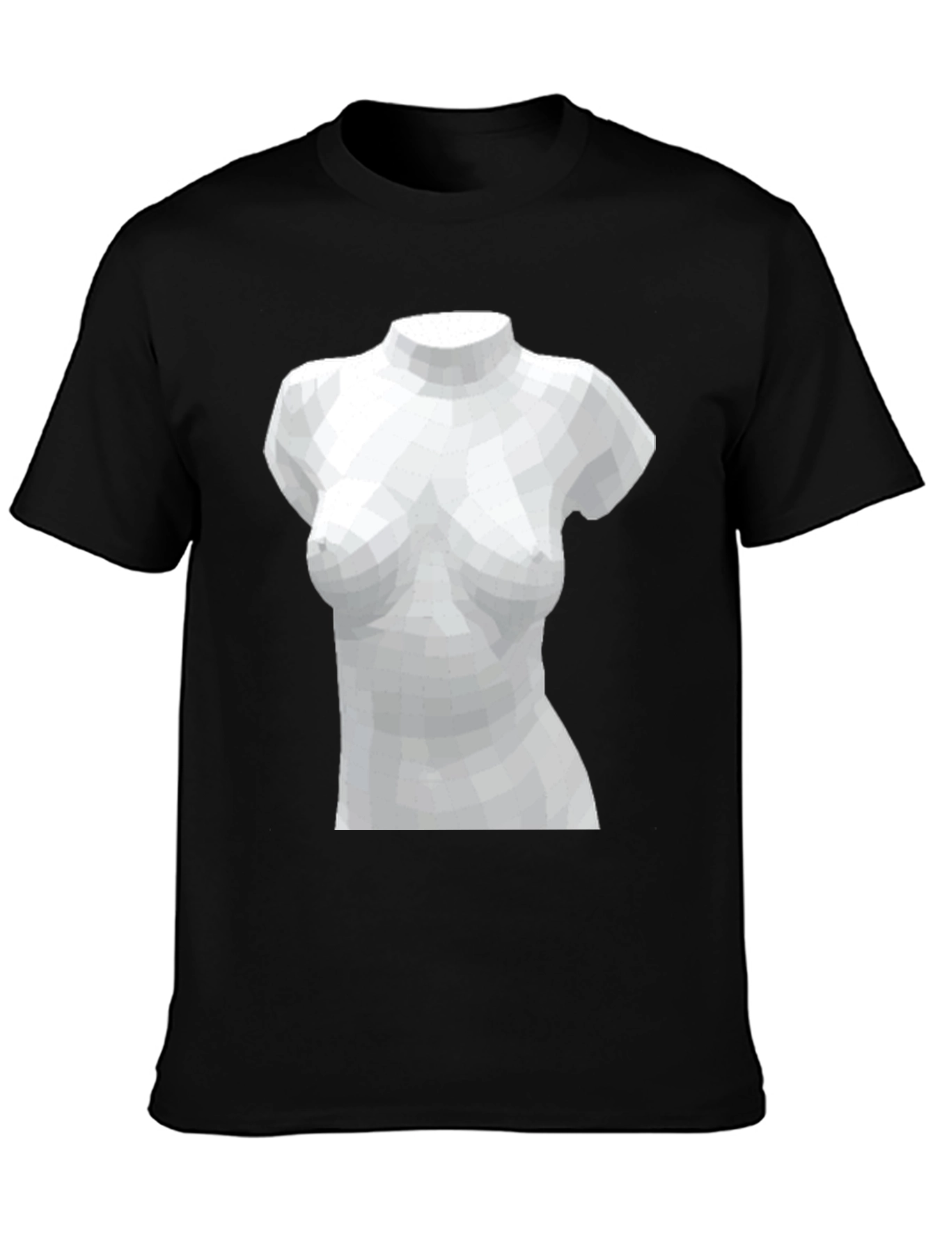 Camiseta Negra con Diseño Abstracto de Busto Femenino