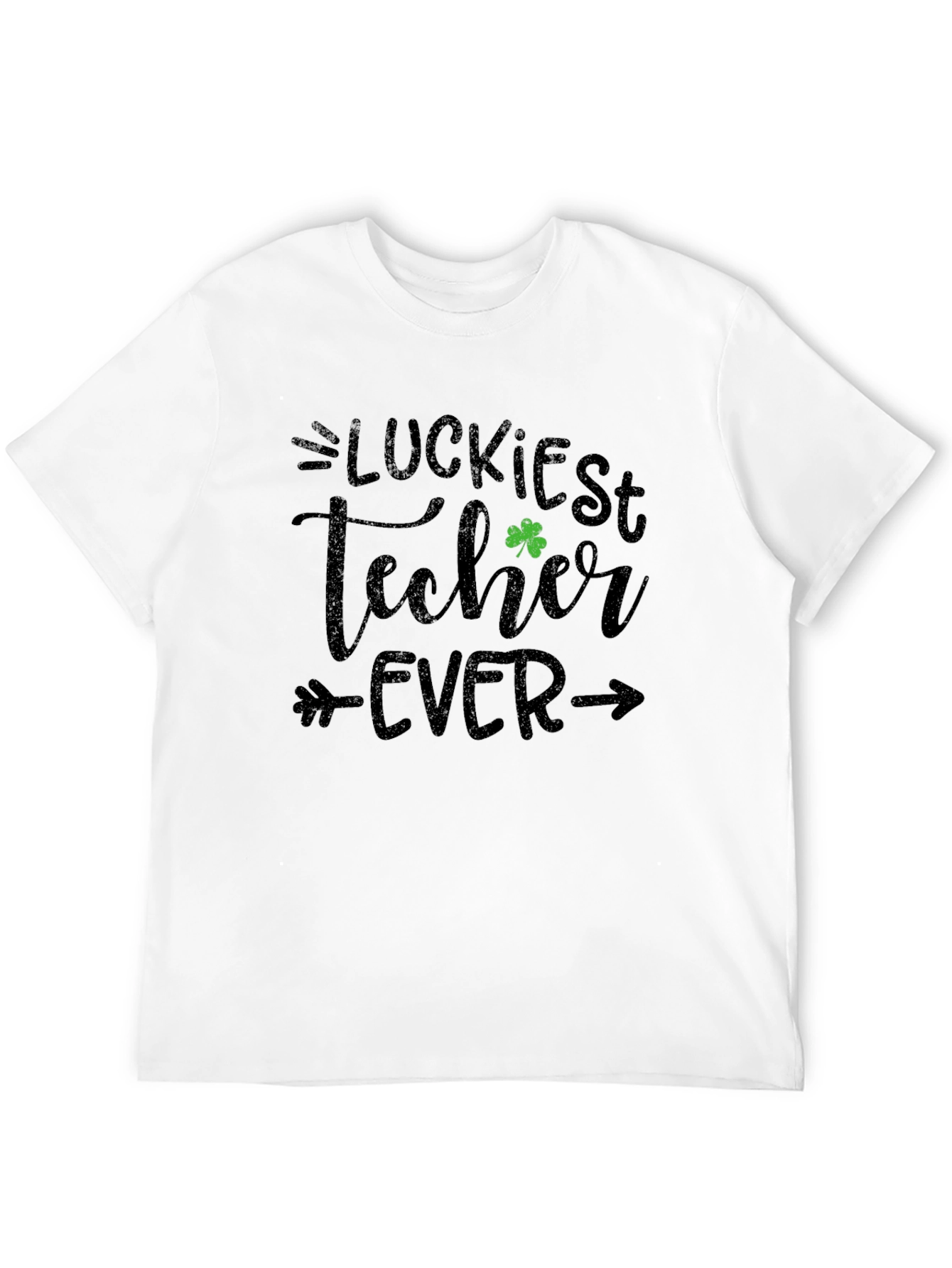 Camiseta Negra Suerte Profesor - Diseño Trébol