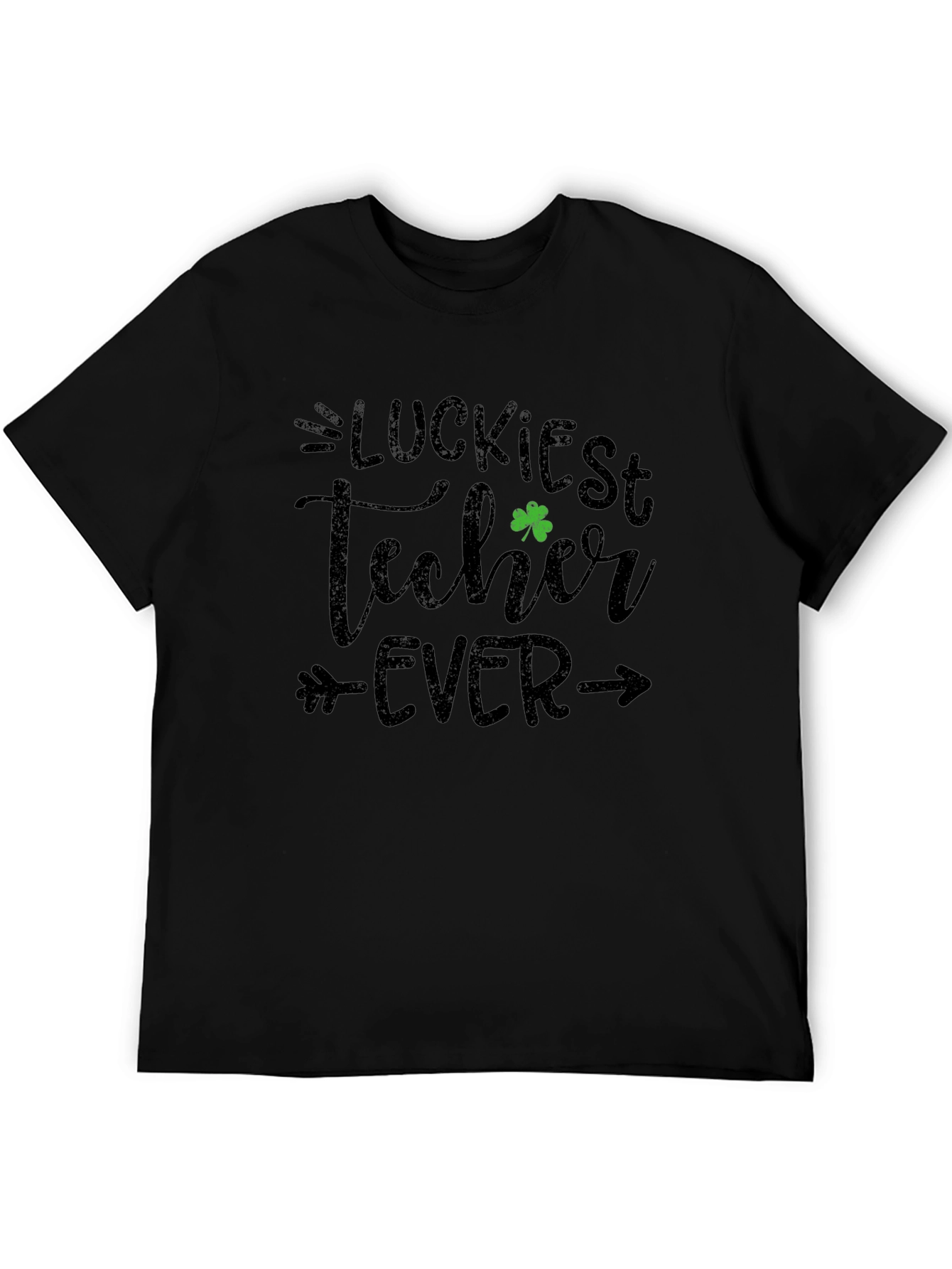 Camiseta Negra Suerte Profesor - Diseño Trébol