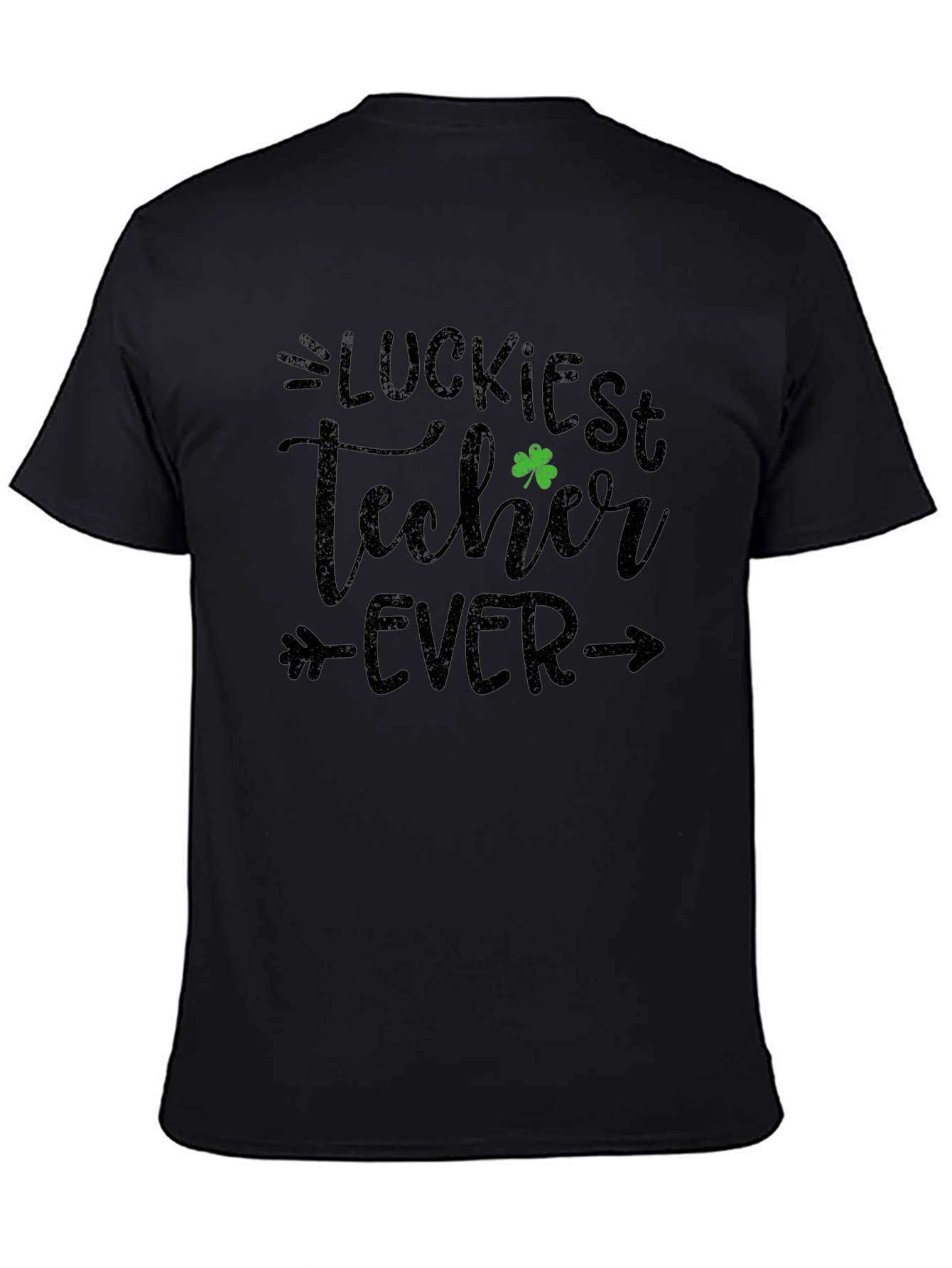 Camiseta Negra Suerte Profesor - Diseño Trébol