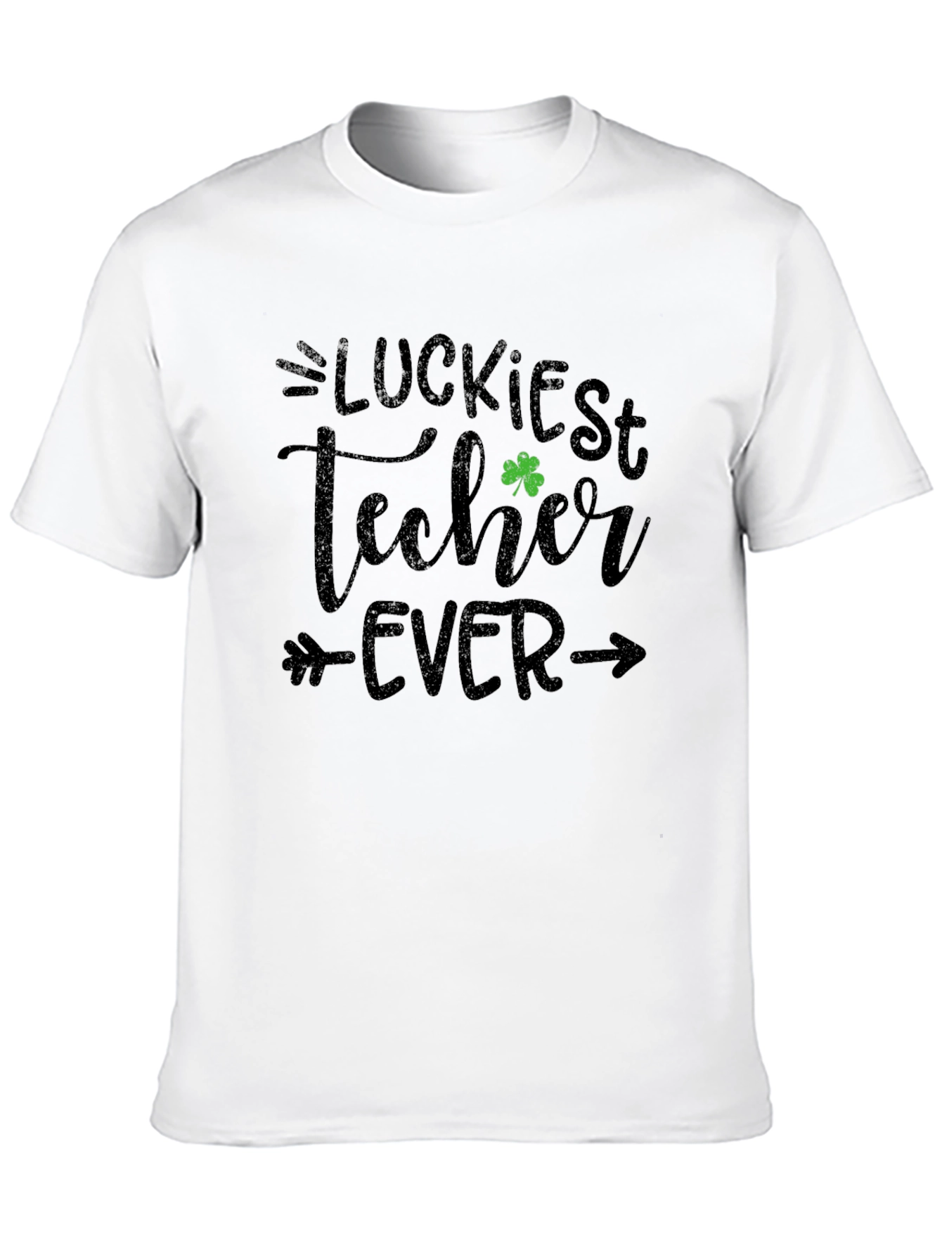 Camiseta Negra Suerte Profesor - Diseño Trébol