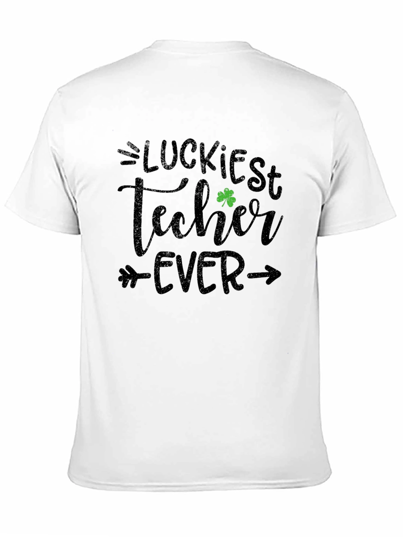 Camiseta Negra Suerte Profesor - Diseño Trébol