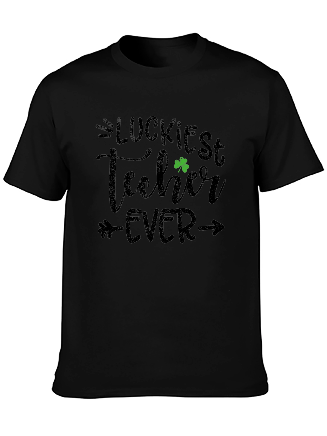 Camiseta Negra Suerte Profesor - Diseño Trébol